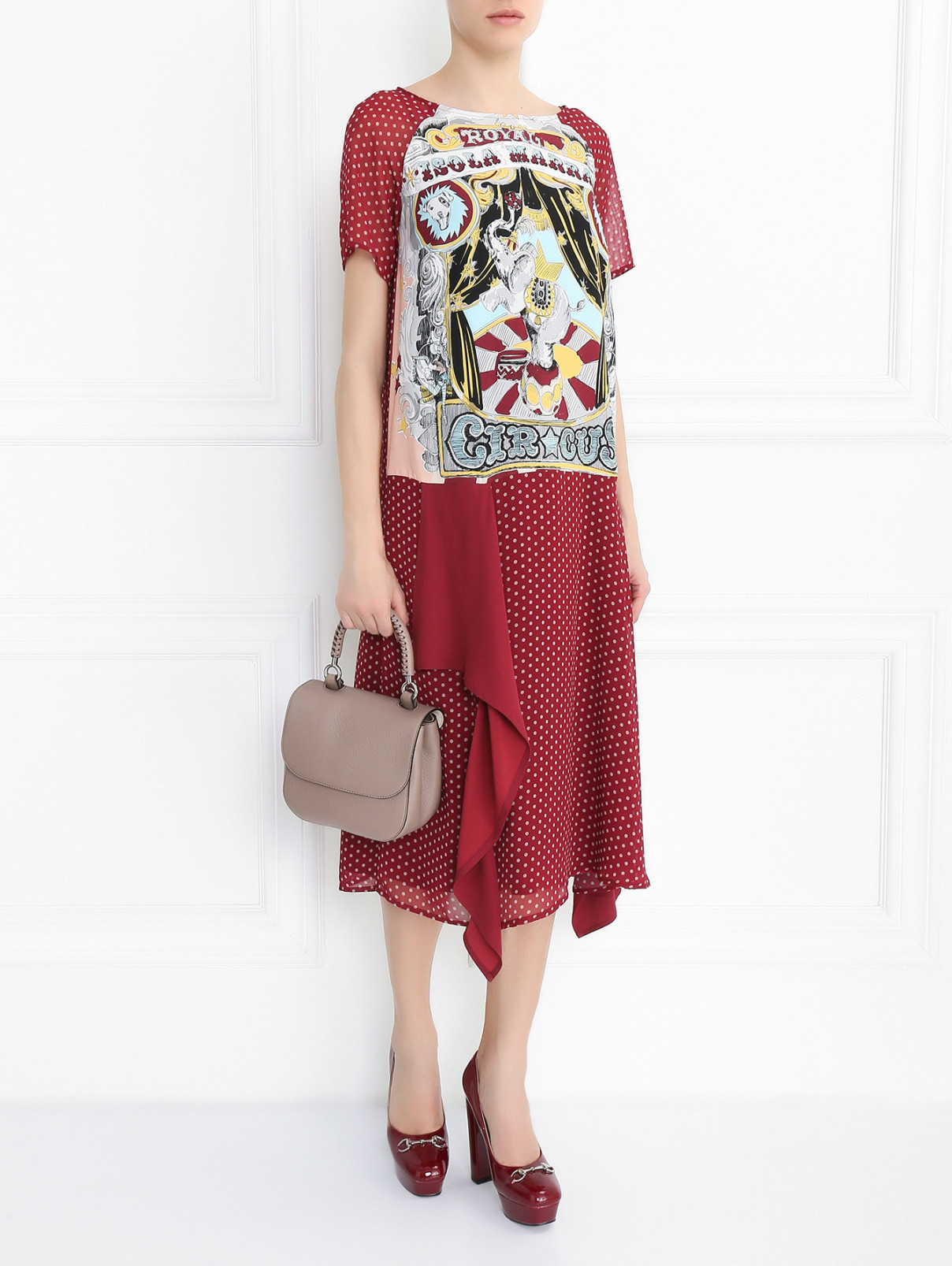 Платье из вискозы с узором и декоративной отделкой I'M Isola Marras  –  Модель Общий вид  – Цвет:  Узор