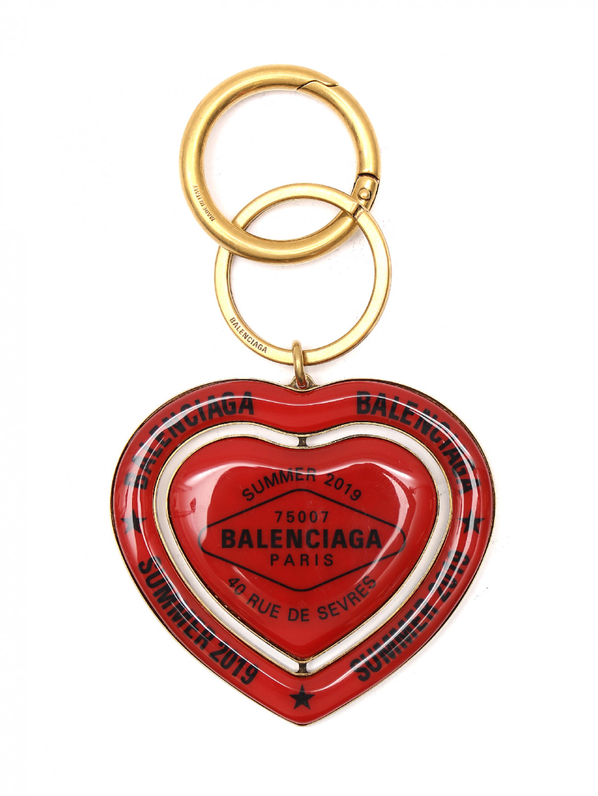 Брелок в виде сердца с логотипом Balenciaga  –  Общий вид  – Цвет:  Красный