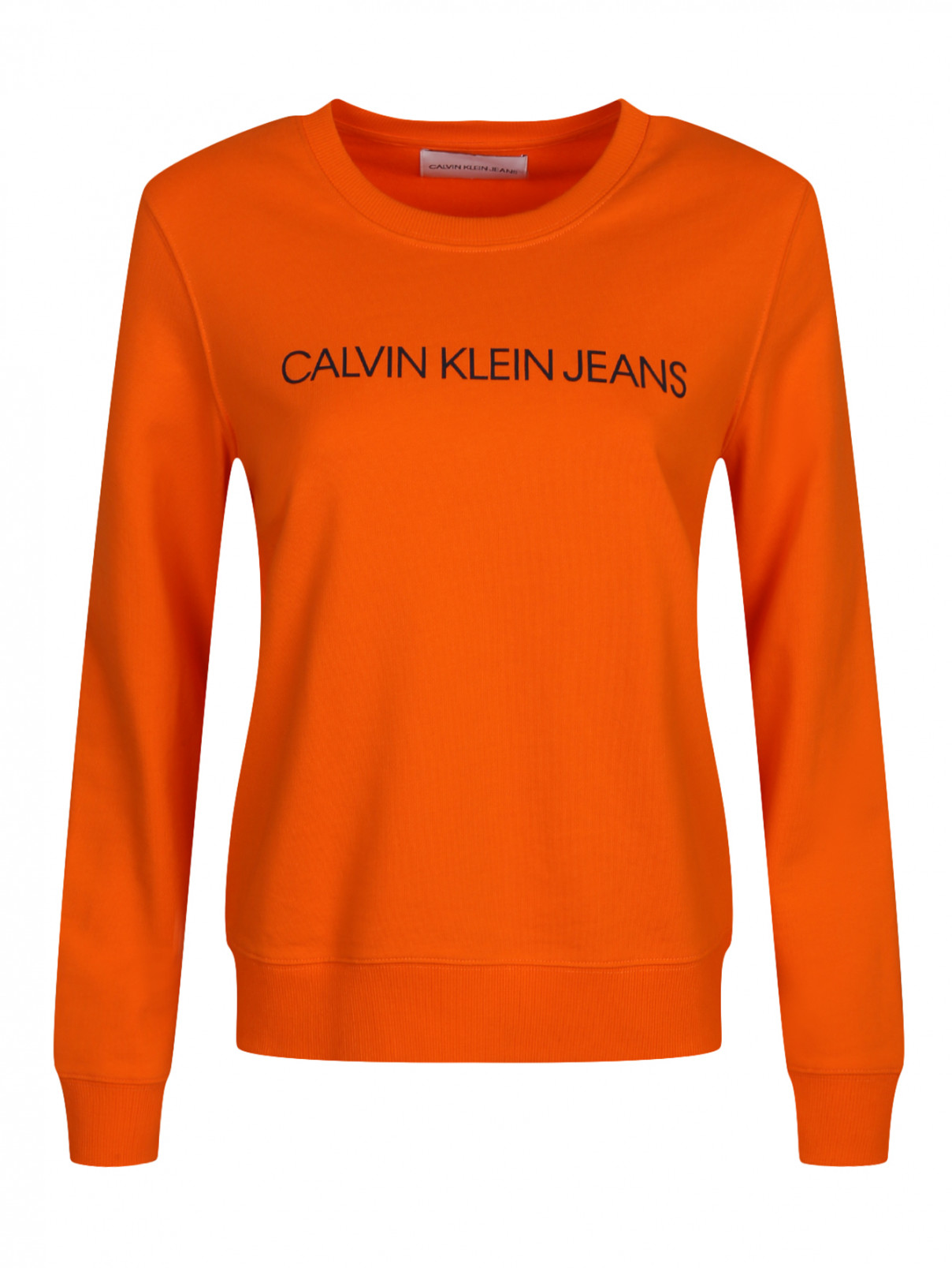 Свитшот из хлопка с принтом Calvin Klein  –  Общий вид  – Цвет:  Оранжевый