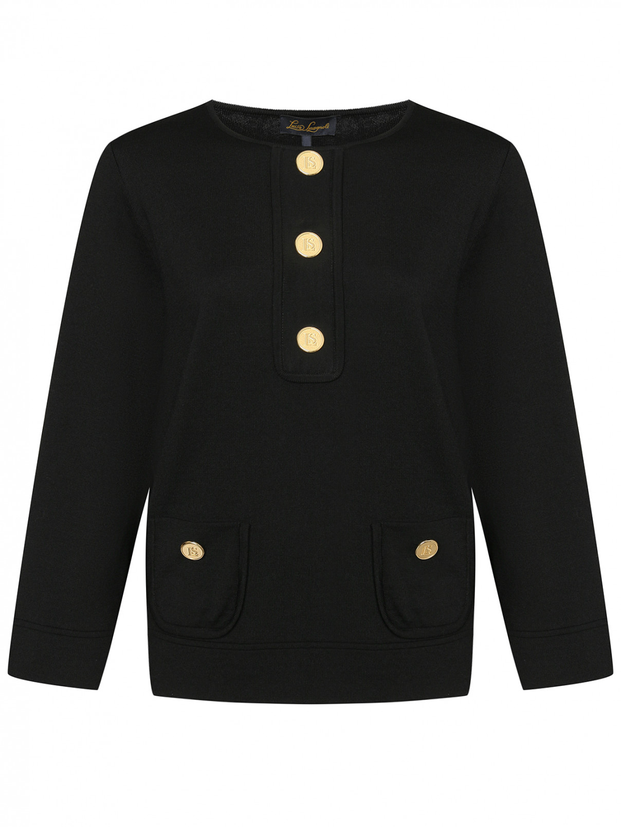 Джемпер из шерсти с карманами Luisa Spagnoli  –  Общий вид  – Цвет:  Черный
