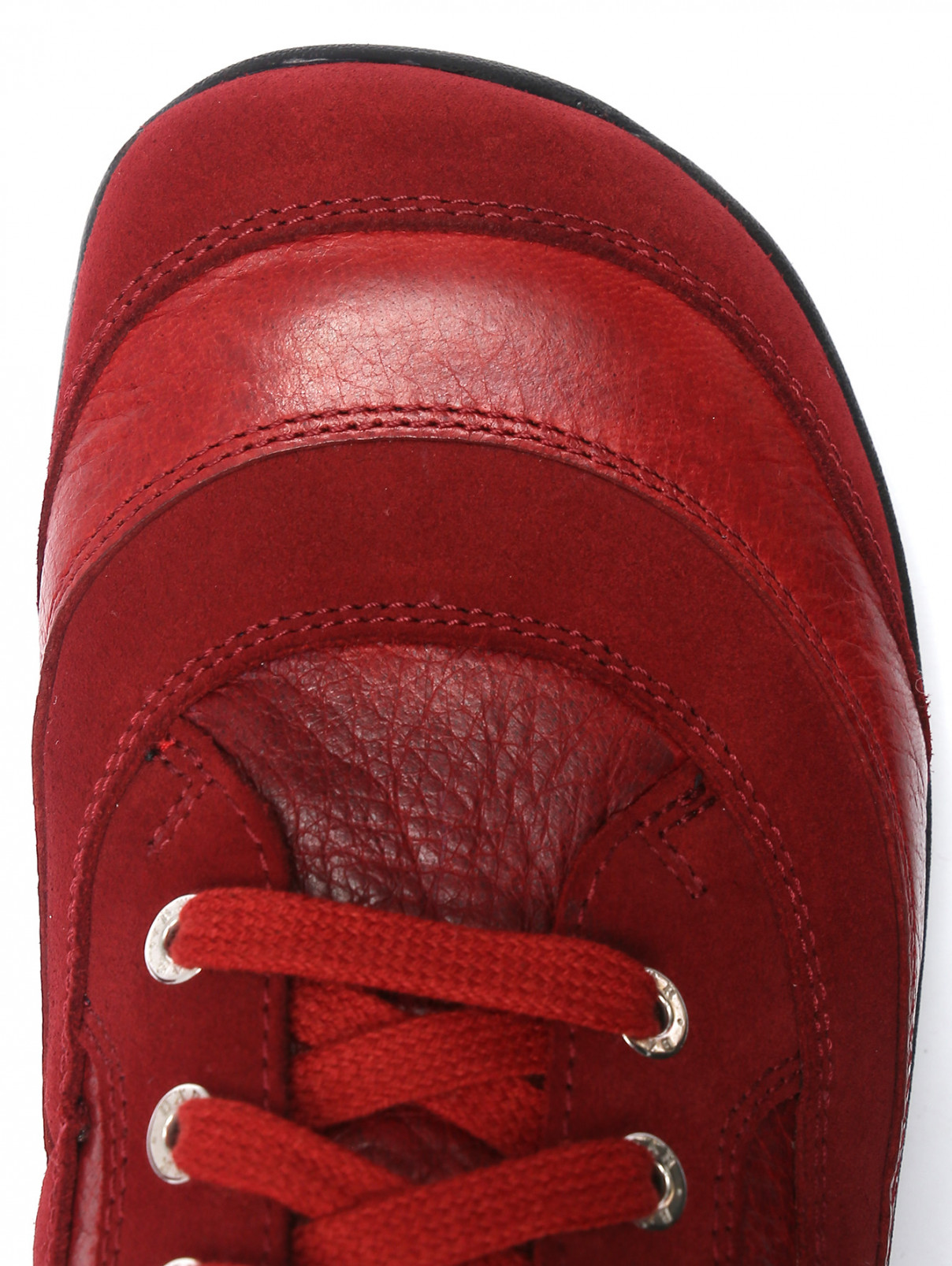 Ботинки из кожи и замши на шнурках BAER  –  Обтравка3  – Цвет:  Красный