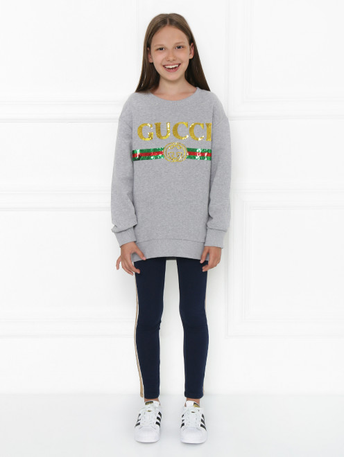 Свитшот удлиненный с пайетками Gucci - МодельОбщийВид
