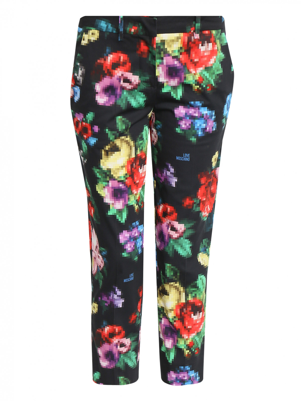 Укороченные брюки из хлопка с узором Love Moschino  –  Общий вид  – Цвет:  Узор