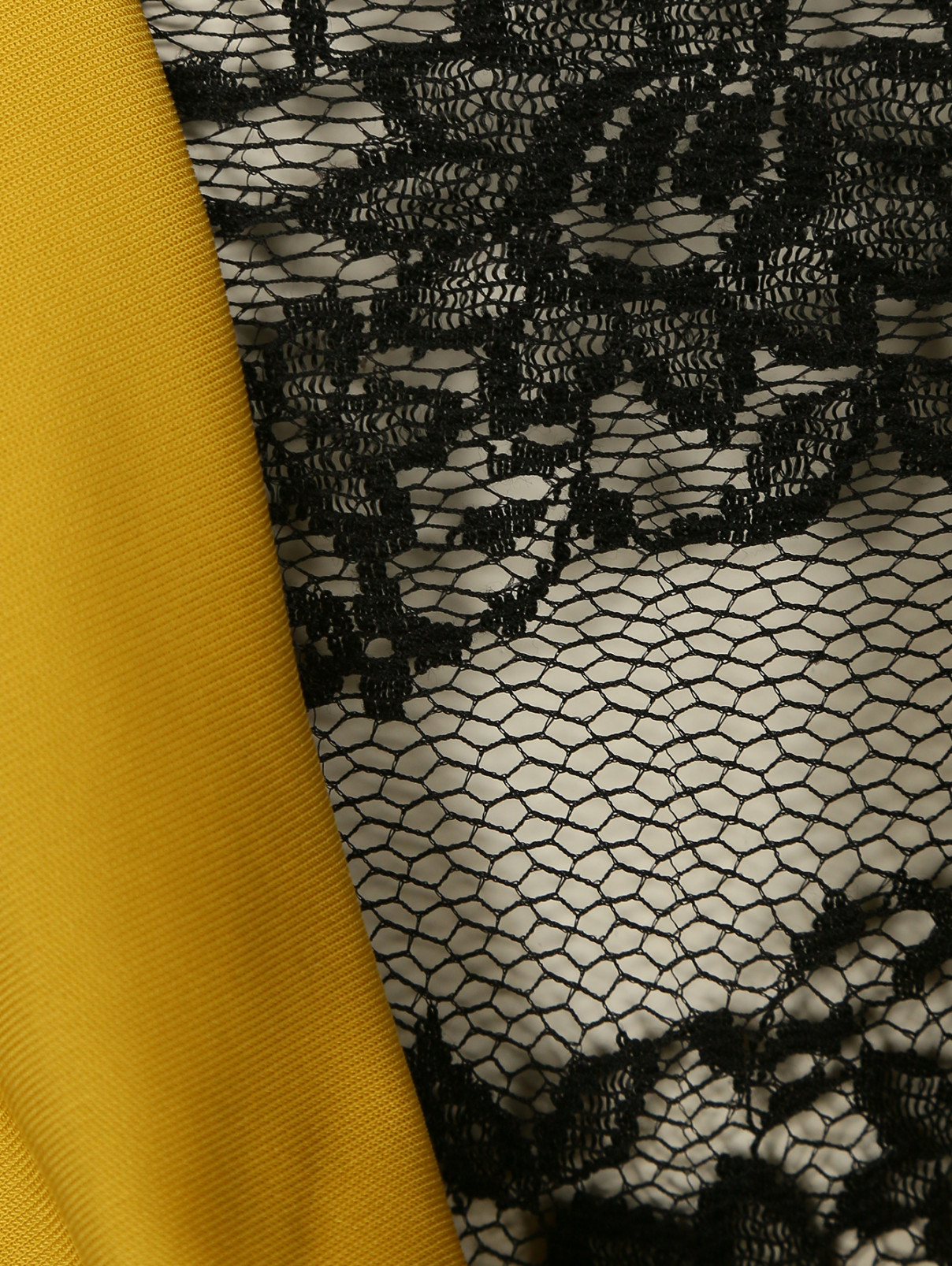 Платье-макси с кружевными вставками JO NO FUI  –  Деталь1  – Цвет:  Желтый