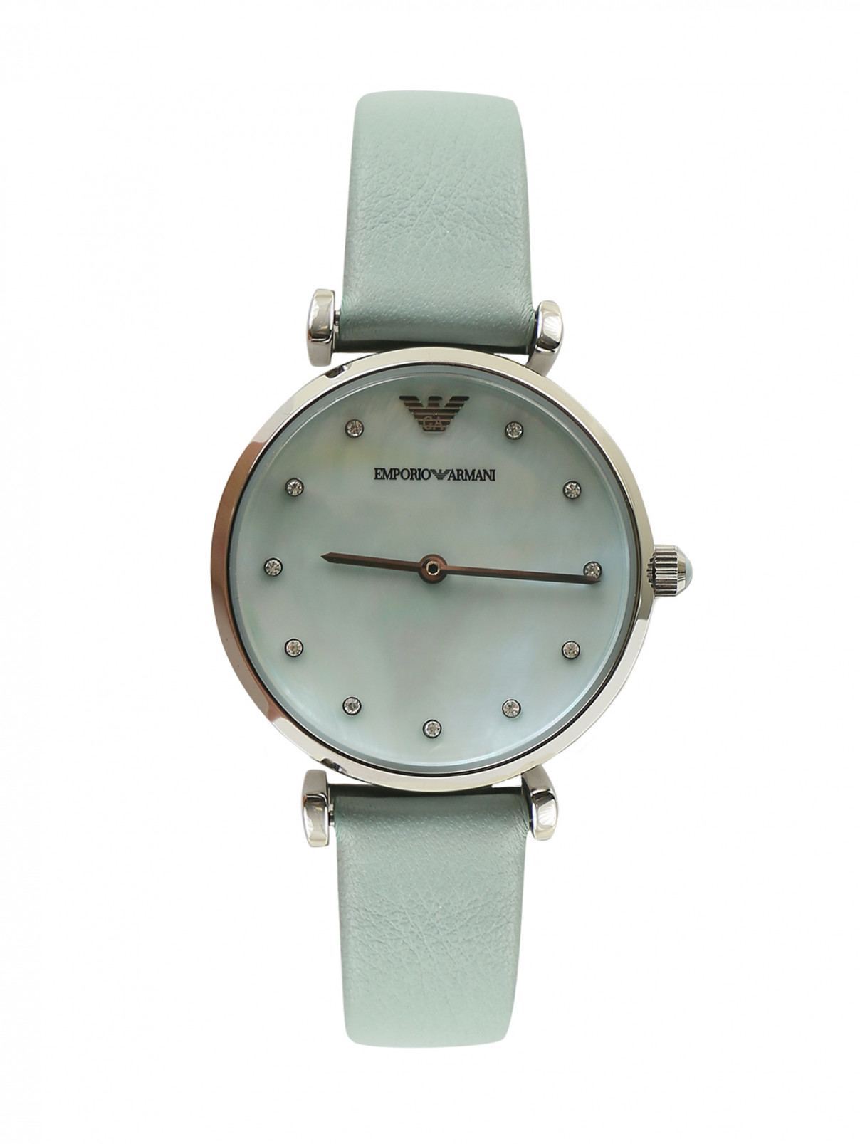 Часы с кожаным браслетом Emporio Armani  –  Общий вид  – Цвет:  Синий