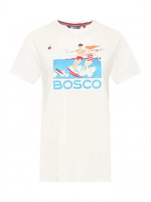 Футболка из смесового хлопка с аппликацией и логотипом BOSCO - Общий вид