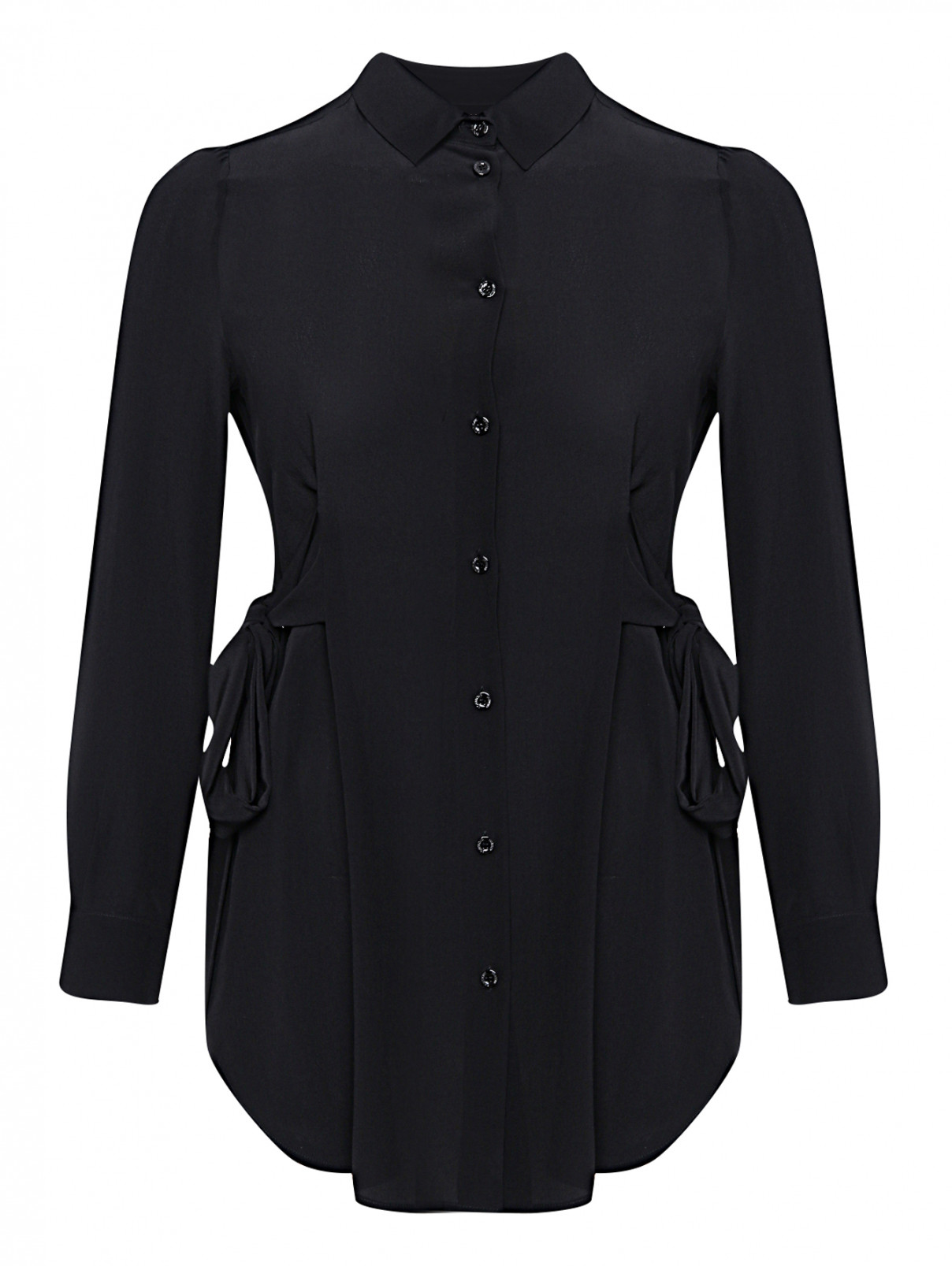 Удлиненная блуза из шелка BOUTIQUE MOSCHINO  –  Общий вид  – Цвет:  Черный