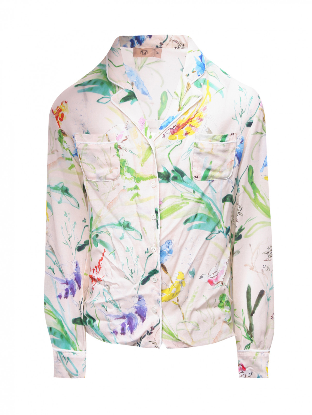 Блуза в пижамном стиле N21  –  Общий вид  – Цвет:  Мультиколор