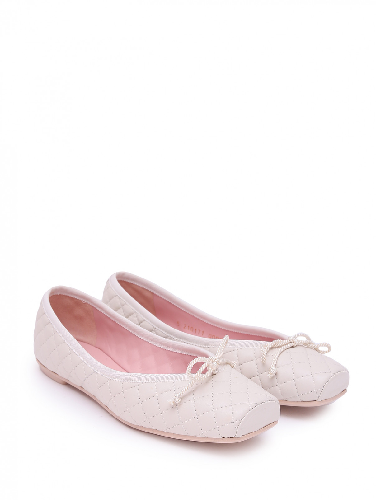 Стеганые балетки с бантом Pretty Ballerinas  –  Общий вид  – Цвет:  Белый