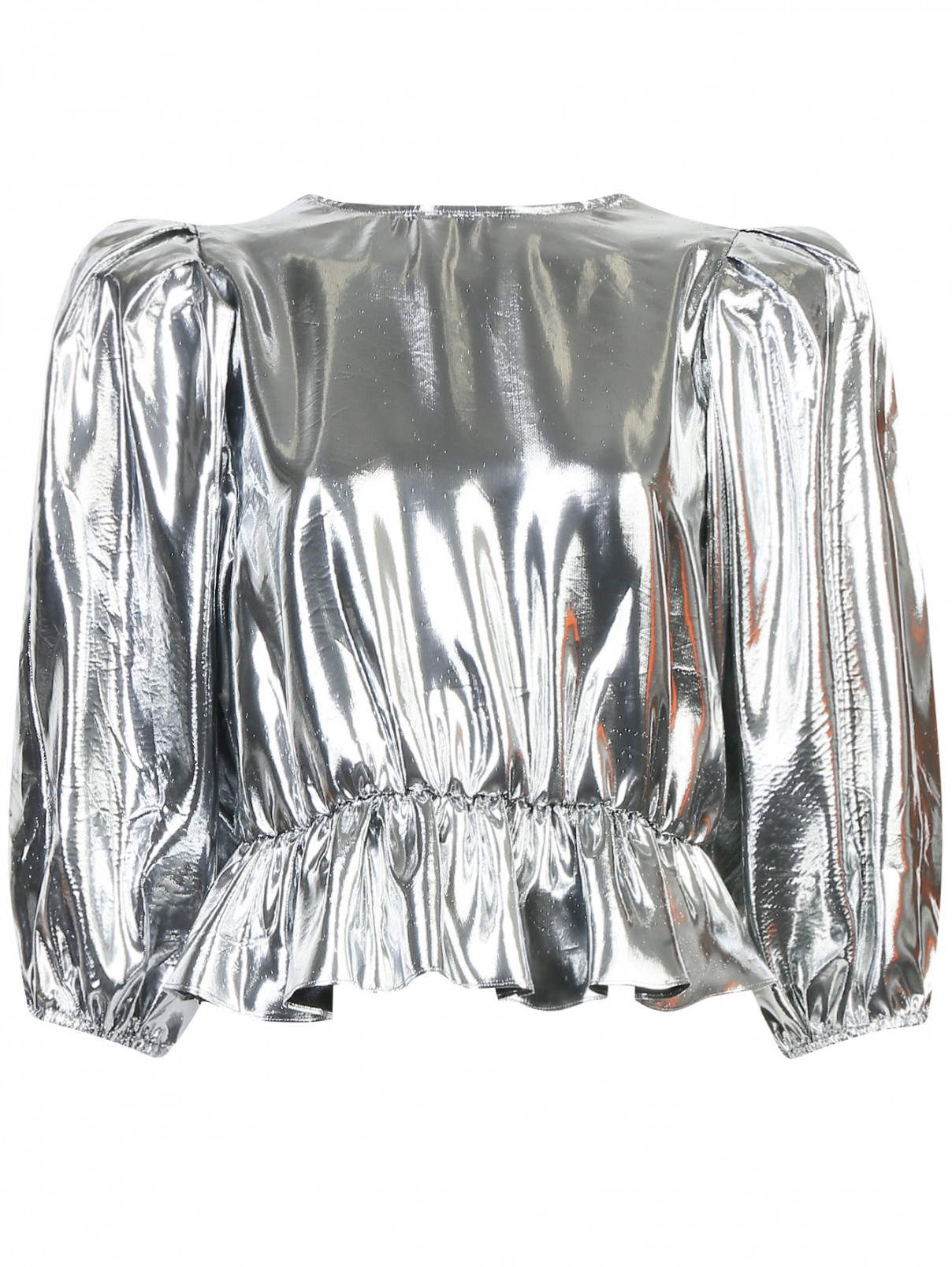 Блуза из шелка свободного кроя с открытой спиной Isabel Marant  –  Общий вид  – Цвет:  Серый