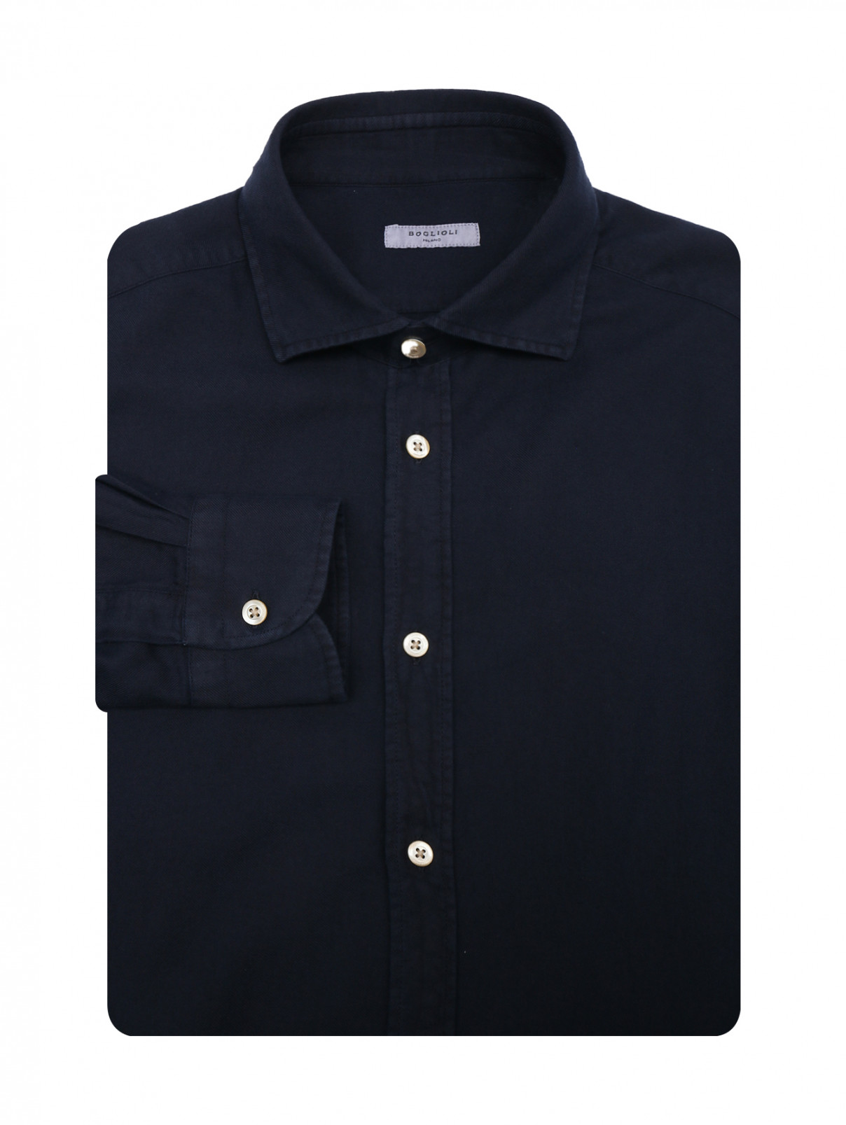 Базовая удлиненная рубашка на пуговицах Boglioli  –  Общий вид  – Цвет:  Синий