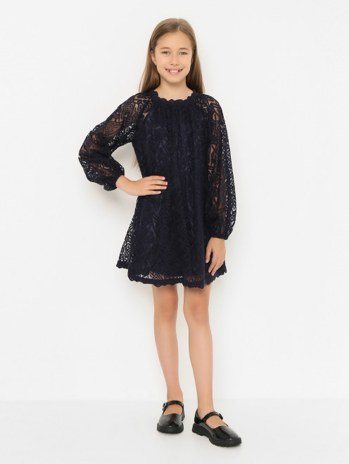 Платье из кружева с вышивкой  Ermanno Scervino Junior - МодельОбщийВид