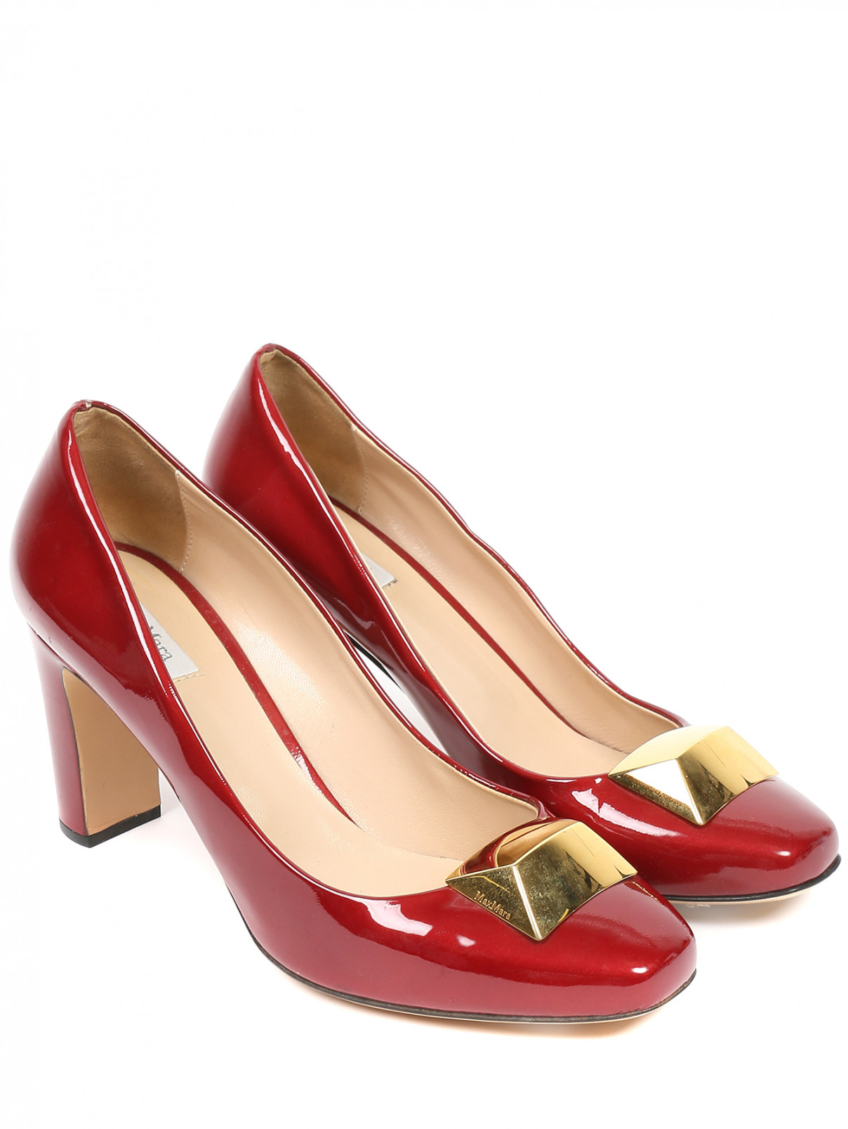 Туфли из кожи с декором Max Mara  –  Общий вид  – Цвет:  Красный