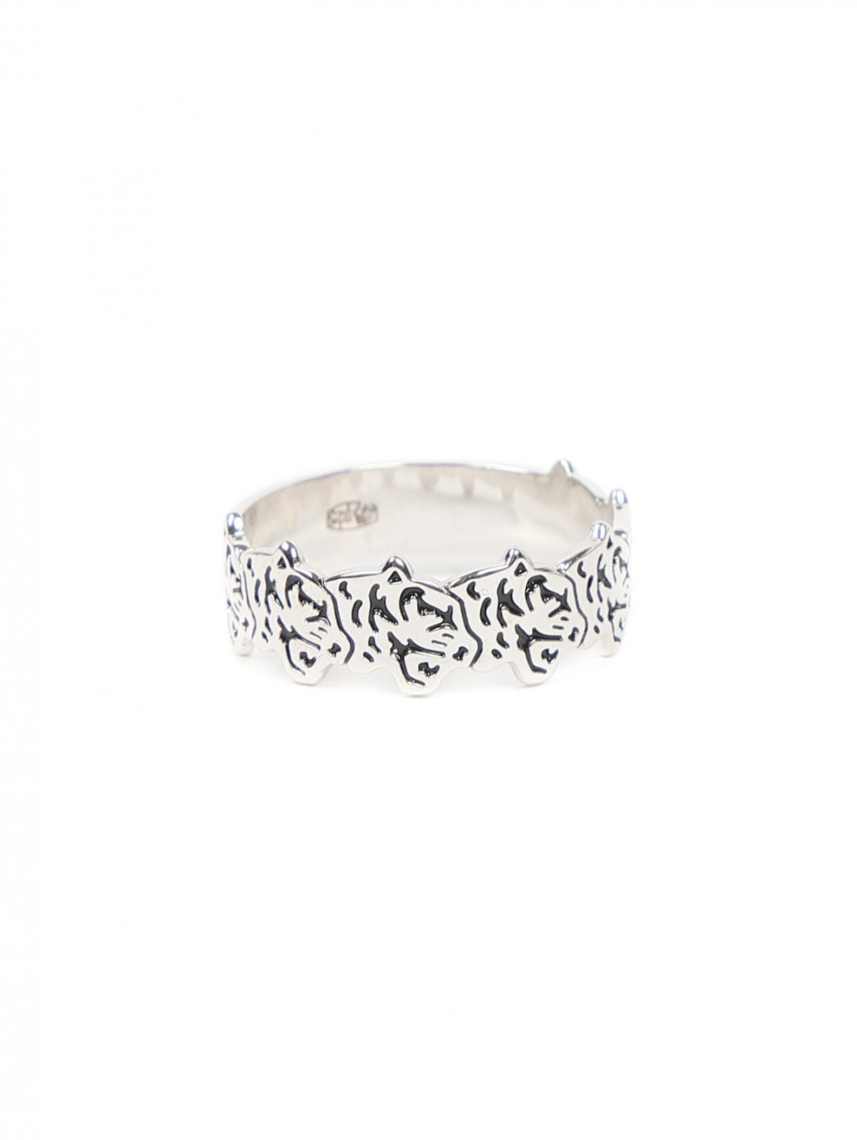 Серебряное кольцо с тигром Kenzo  –  Общий вид  – Цвет:  Серый