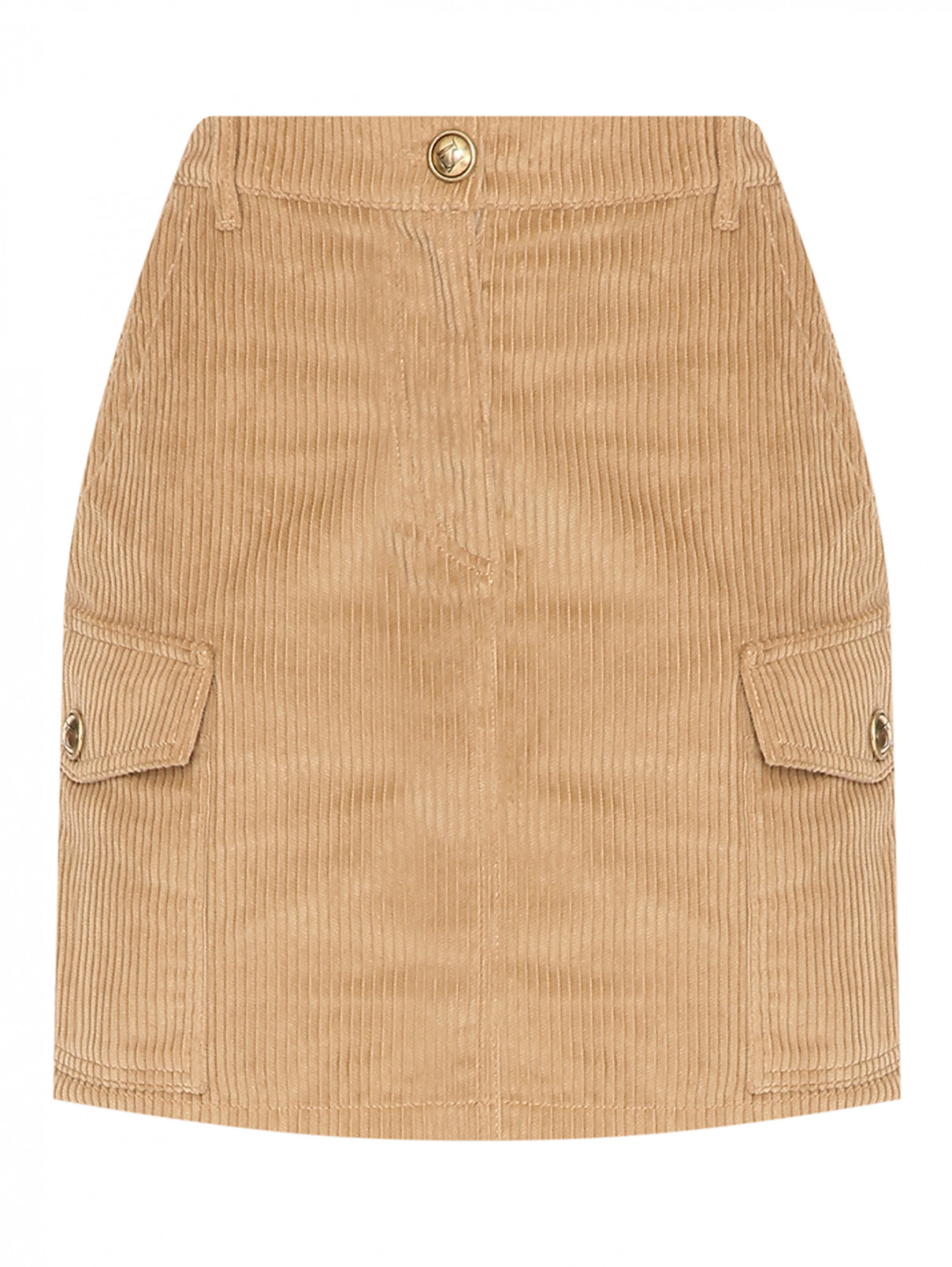 Юбка-мини с карманами Luisa Spagnoli  –  Общий вид  – Цвет:  Бежевый