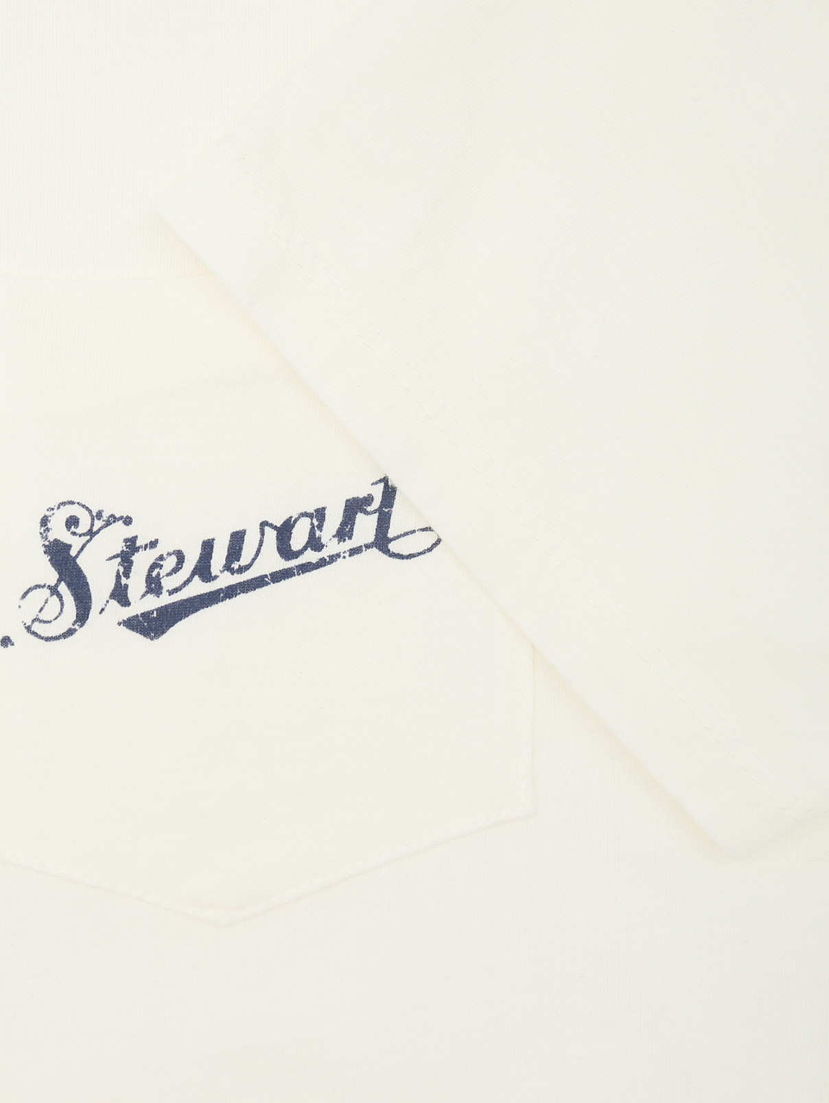 Однотонная футболка из хлопка Stewart  –  Деталь1  – Цвет:  Белый