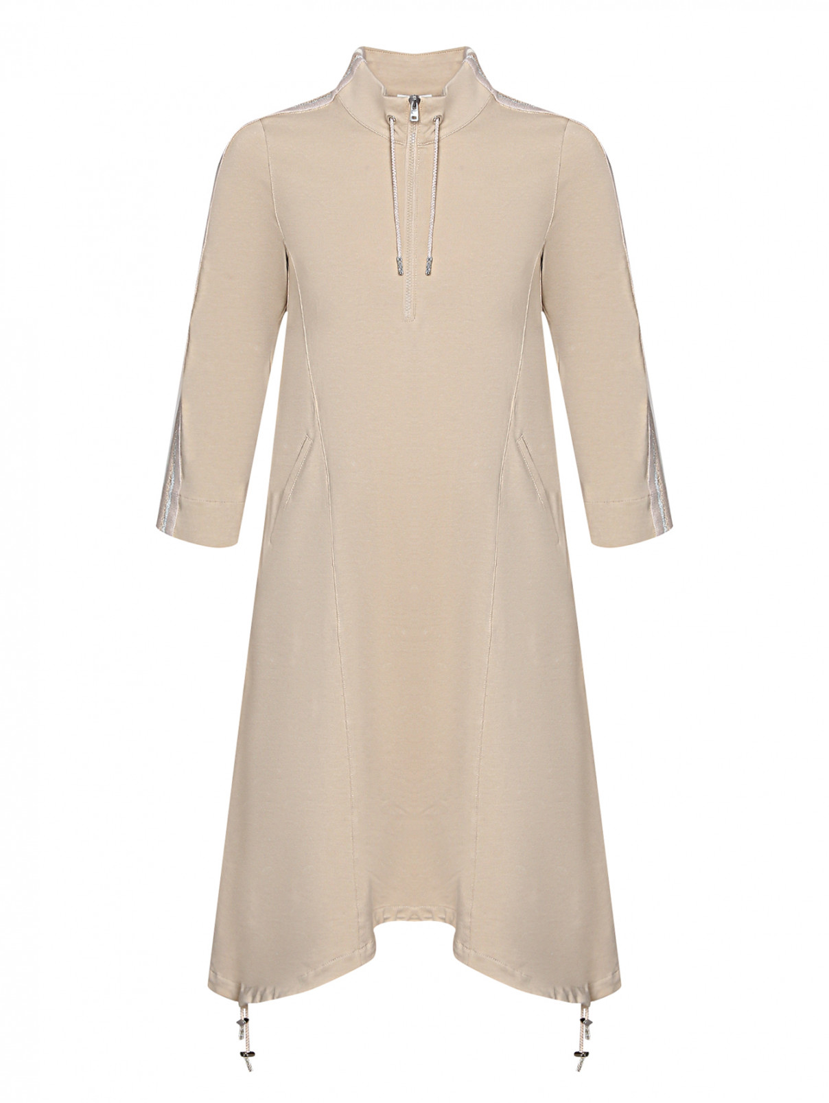 Трикотажное платье из хлопка с карманами Panicale Cashmere  –  Общий вид  – Цвет:  Бежевый