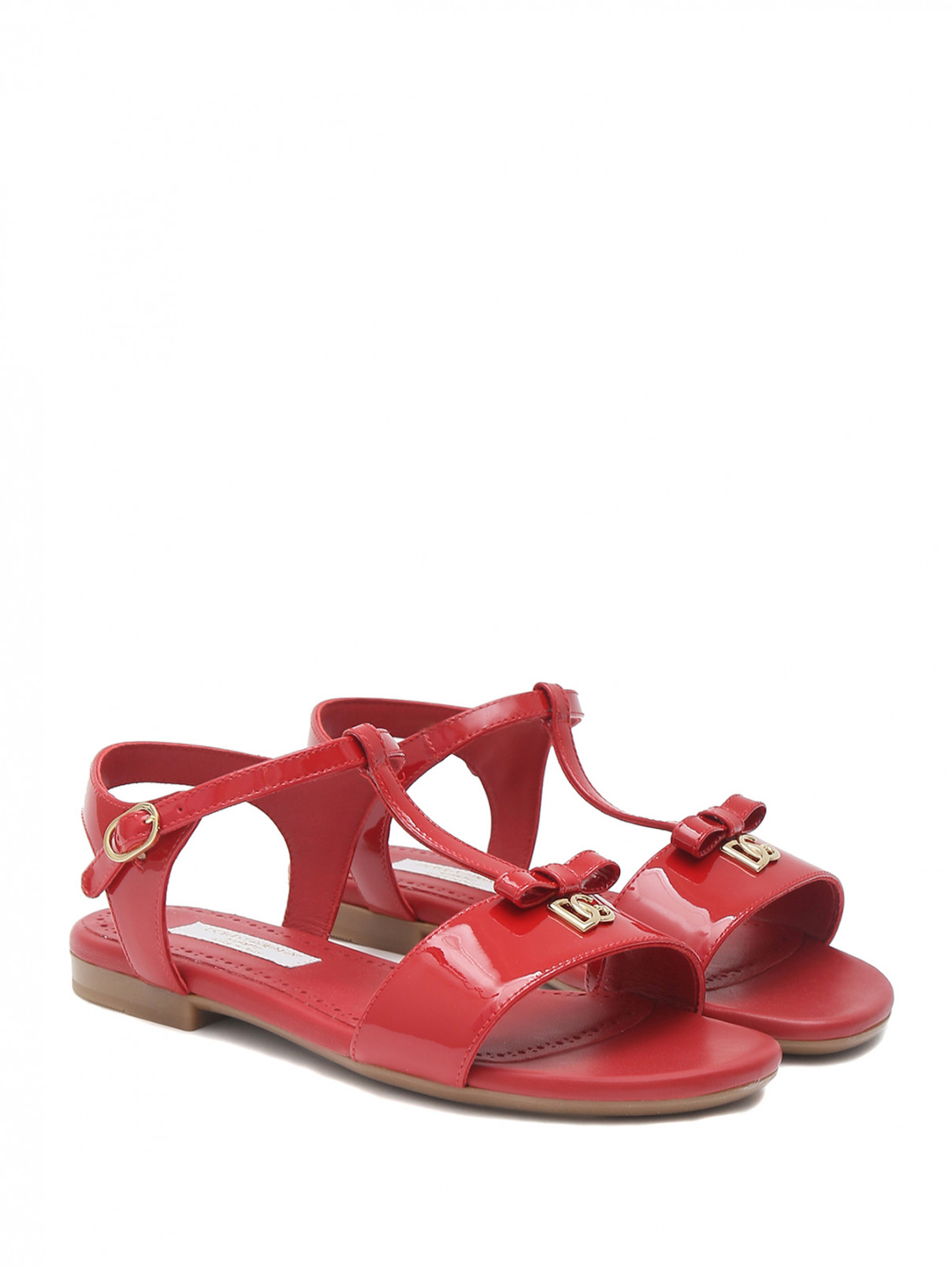 Босоножки из лакированной кожи Dolce & Gabbana  –  Общий вид  – Цвет:  Красный