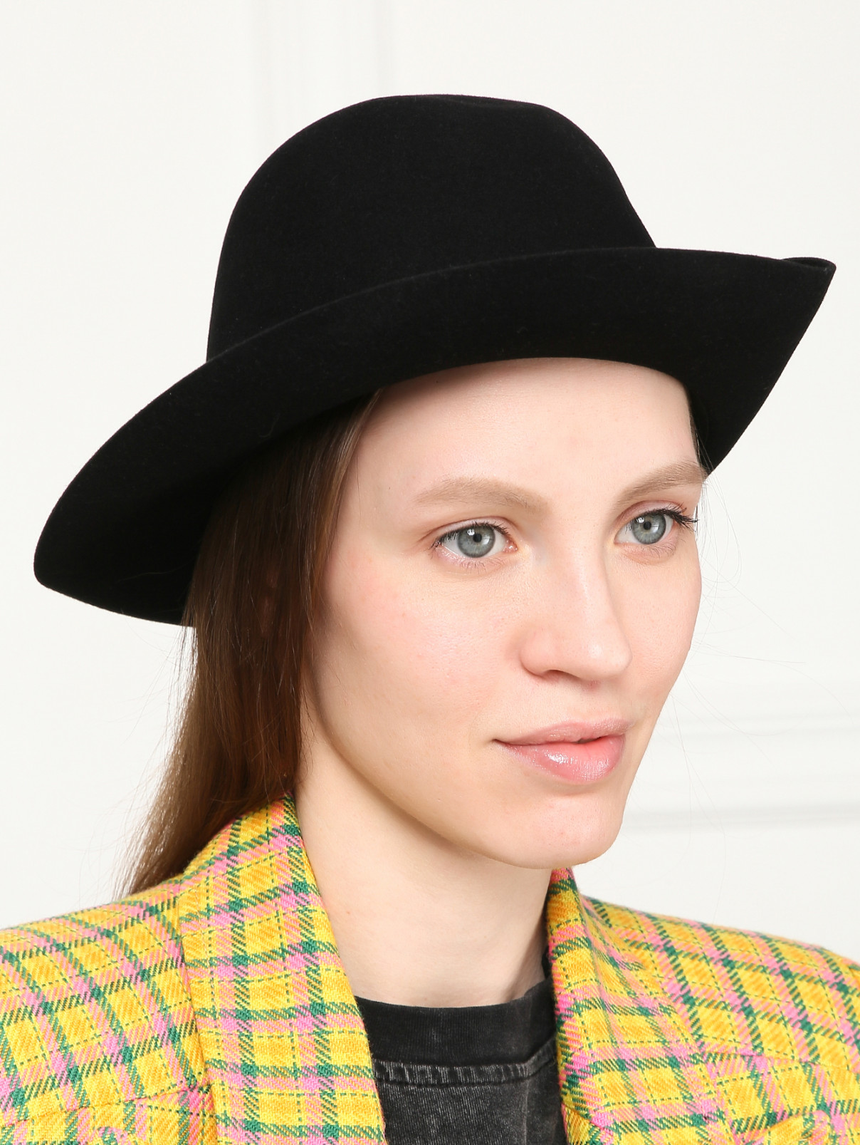 Шляпа из шерсти с декоративной деталью Borsalino  –  МодельОбщийВид  – Цвет:  Черный