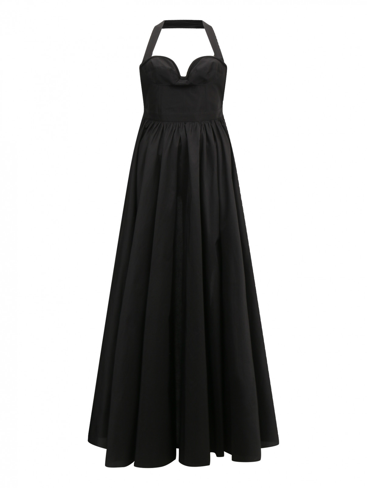 Платье-макси их хлопка и шелка Jean Paul Gaultier  –  Общий вид  – Цвет:  Черный
