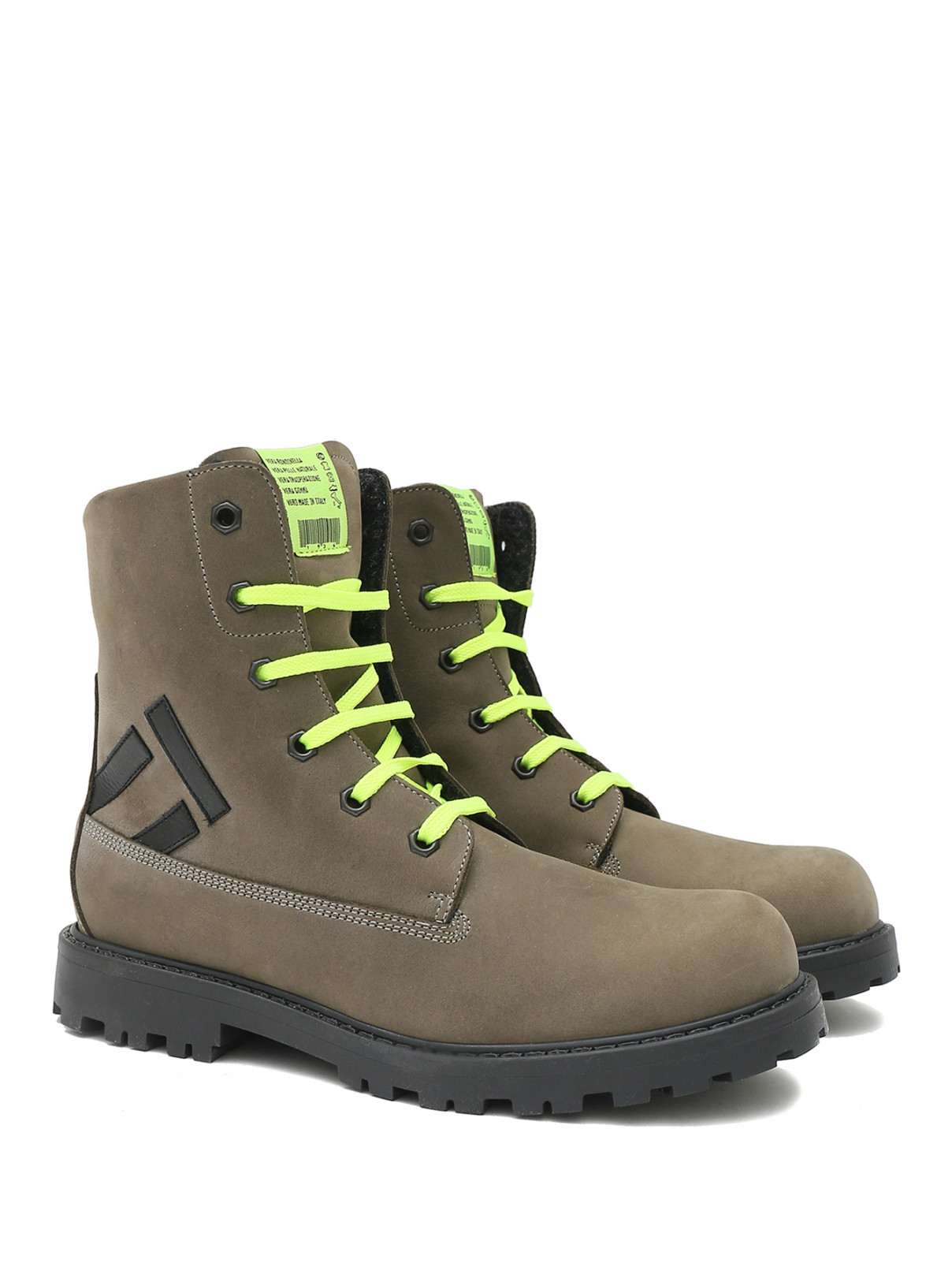 Ботинки с контрастной шнуровкой Rondinella  –  Общий вид  – Цвет:  Зеленый