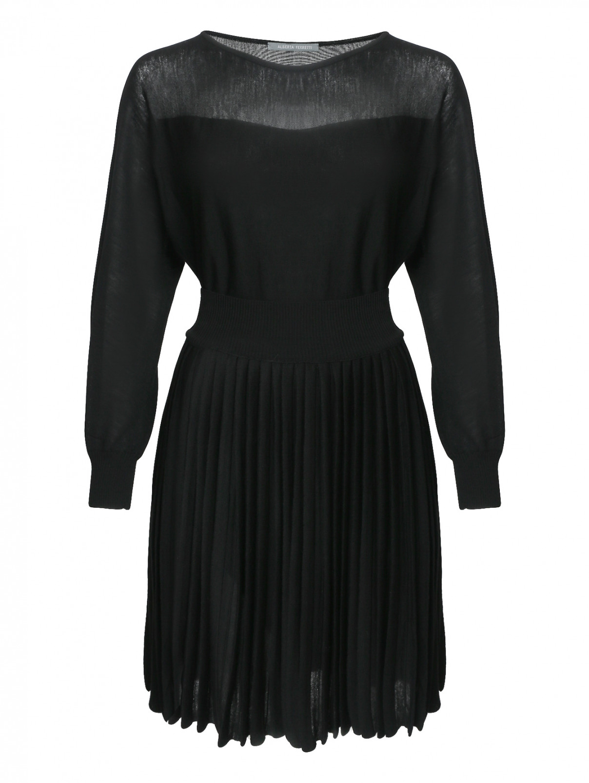 Трикотажное платье из шерсти Alberta Ferretti  –  Общий вид  – Цвет:  Черный