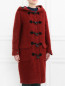 Пальто из мохера и шерсти с накладными карманами и контрастной отделкой Stella Jean  –  Модель Верх-Низ
