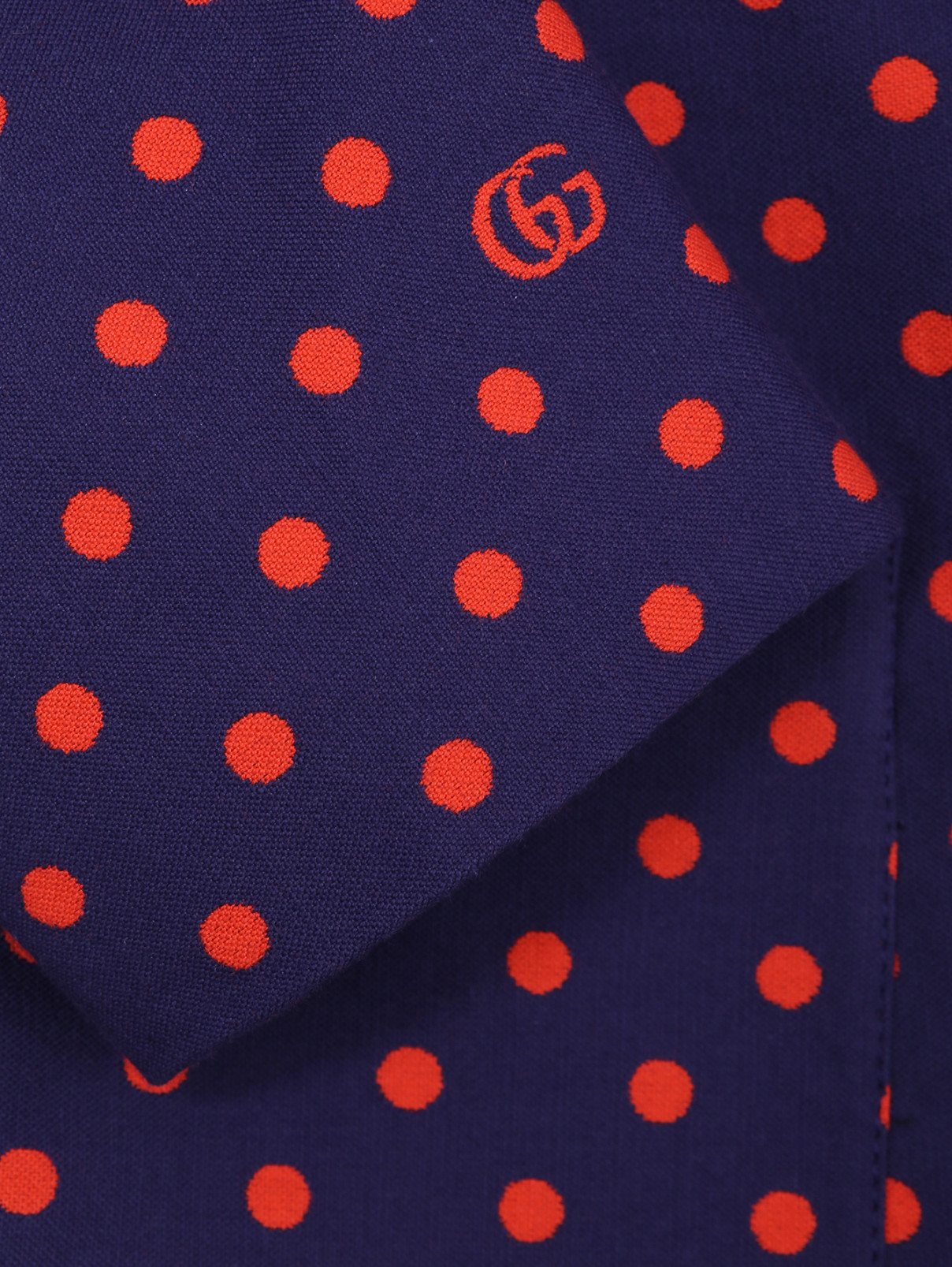 Жакет из хлопка с карманами в горошек Gucci  –  Деталь  – Цвет:  Синий