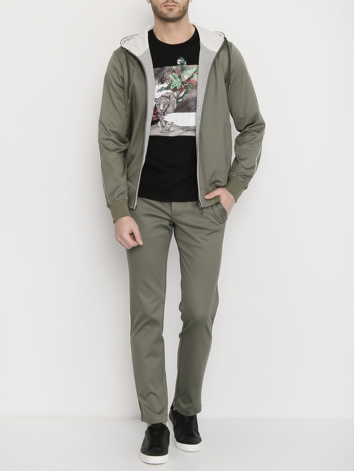 Трикотажные брюки на резинке Capobianco  –  МодельОбщийВид  – Цвет:  Зеленый