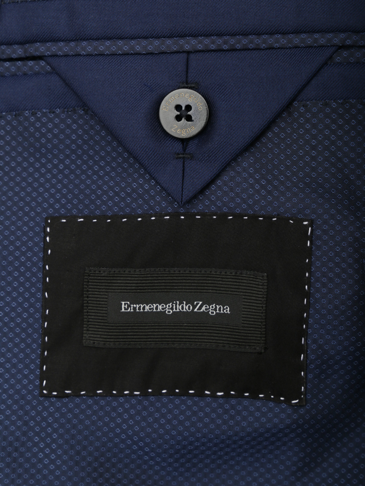 Двубортный пиджак из шерсти Ermenegildo Zegna  –  Деталь2  – Цвет:  Синий