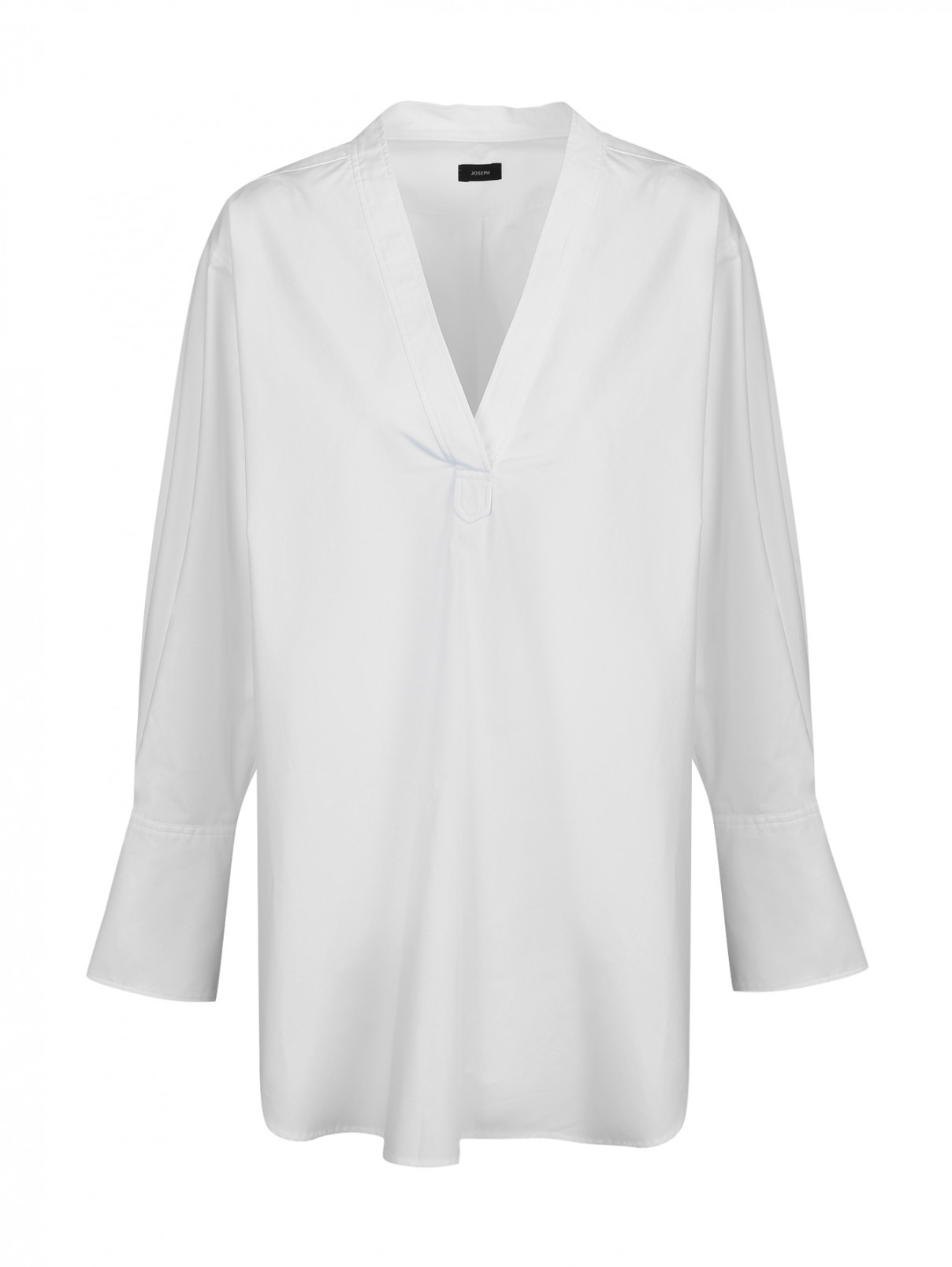 Блуза из хлопка асимметричного кроя с вырезом Joseph  –  Общий вид  – Цвет:  Белый