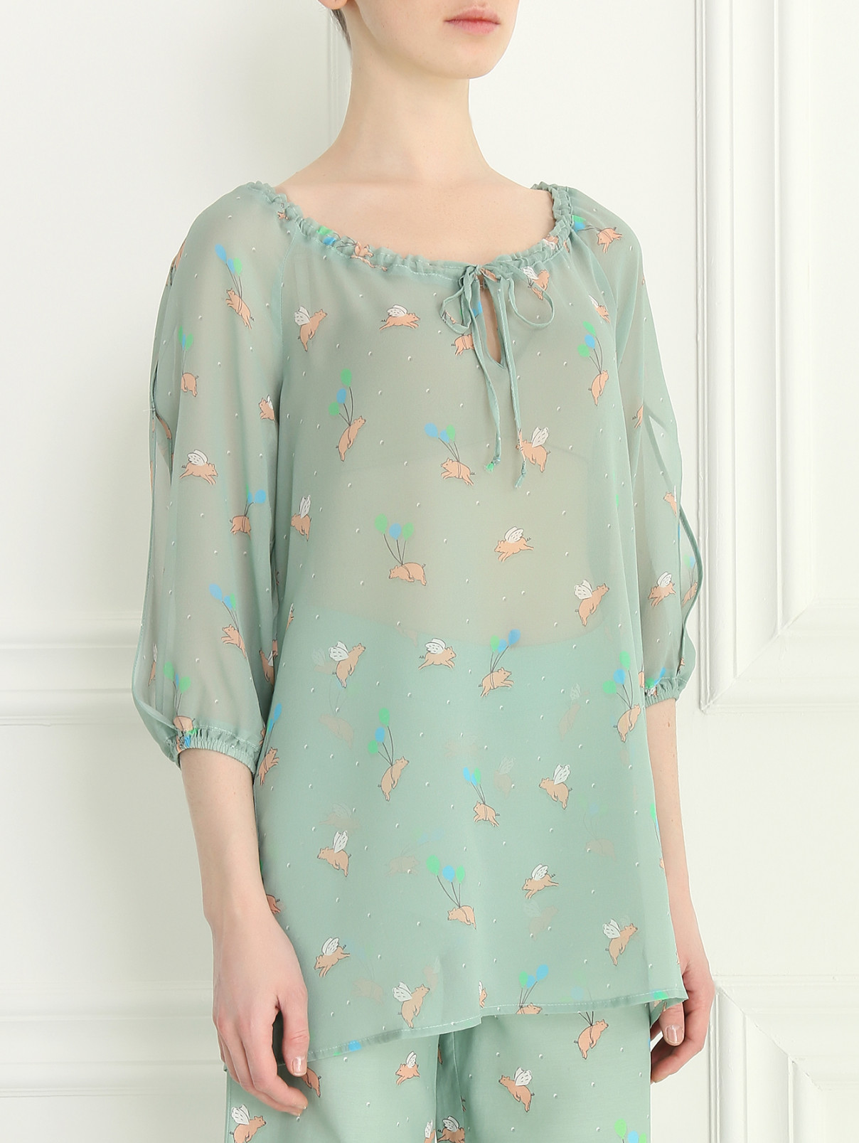 Блуза из вискозы с узором Femme by Michele R.  –  Модель Верх-Низ  – Цвет:  Узор