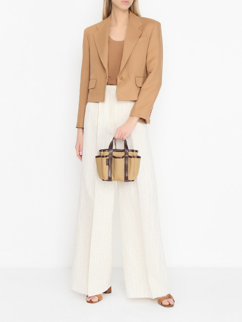 Сумка из хлопка и кожи Max Mara - МодельОбщийВид