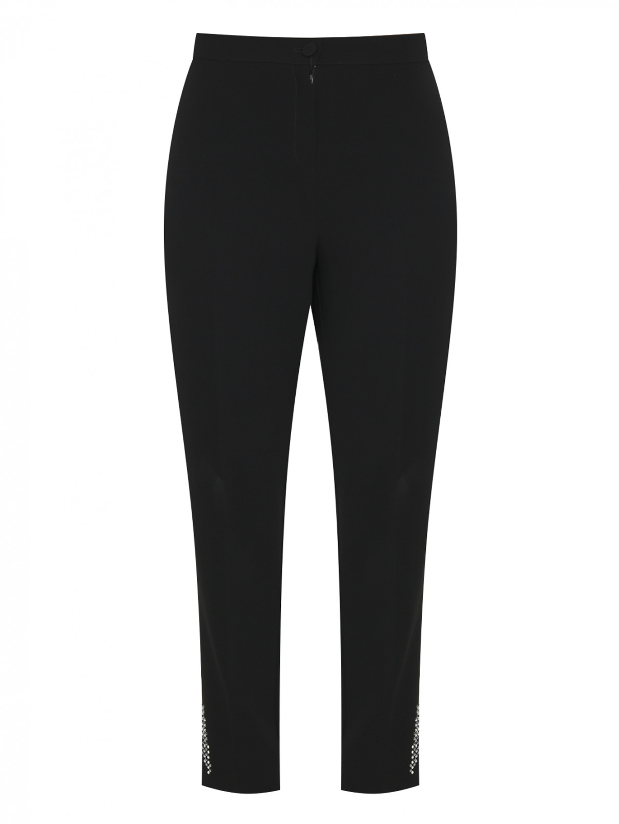 Зауженные брюки с аппликациями из страз Marina Rinaldi  –  Общий вид  – Цвет:  Черный