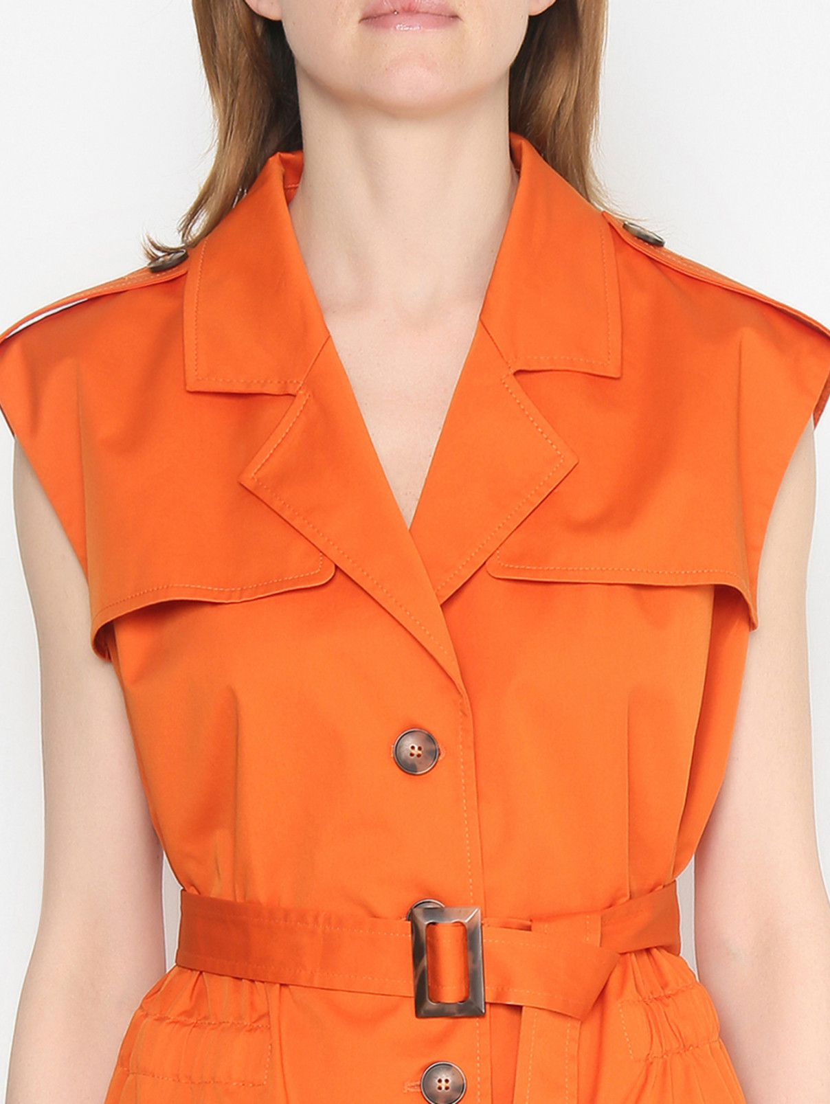 Жилет из хлопка с карманами Luisa Spagnoli  –  МодельОбщийВид1  – Цвет:  Оранжевый