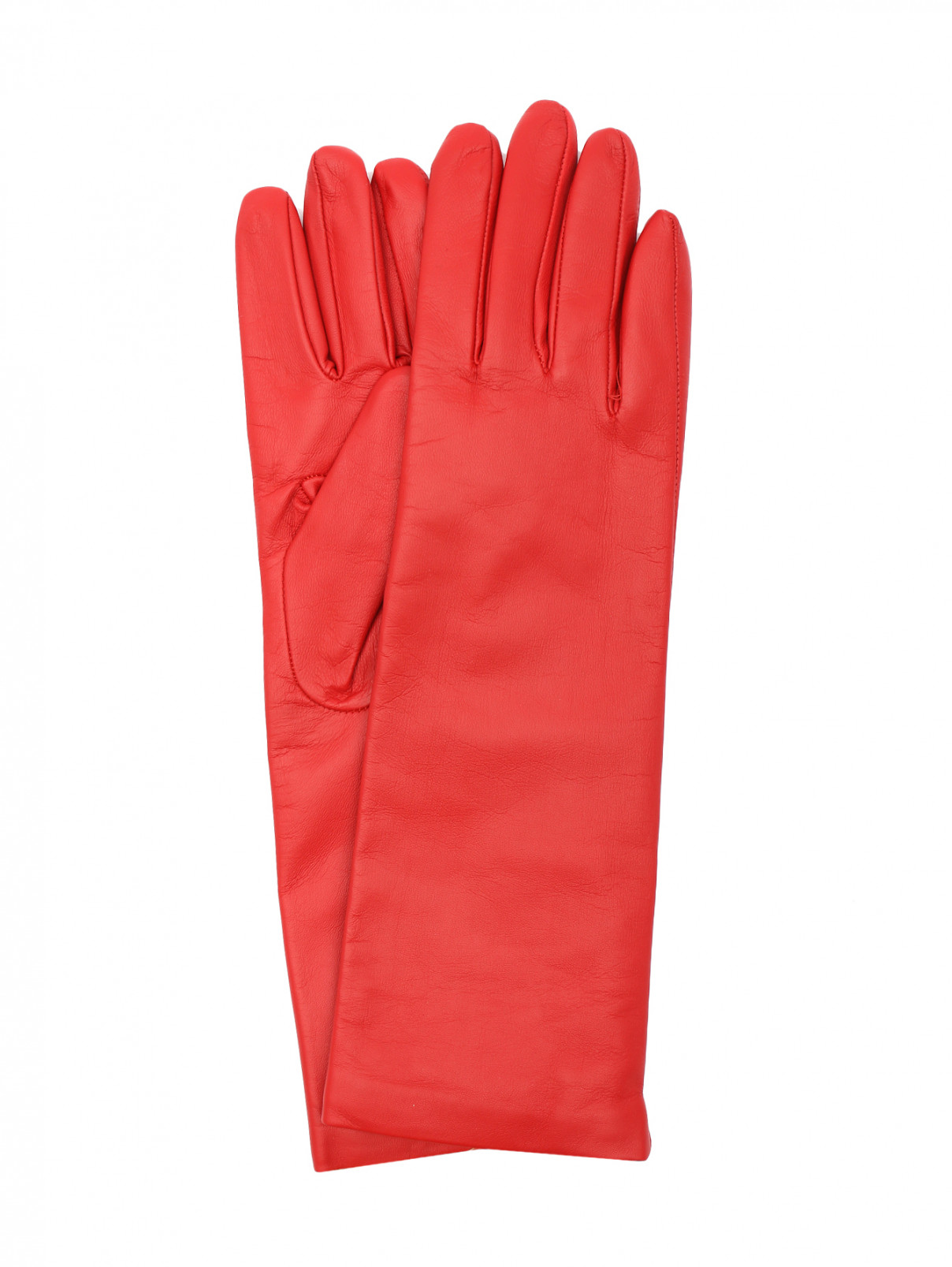 Перчатки из гладкой кожи Weekend Max Mara  –  Общий вид  – Цвет:  Красный