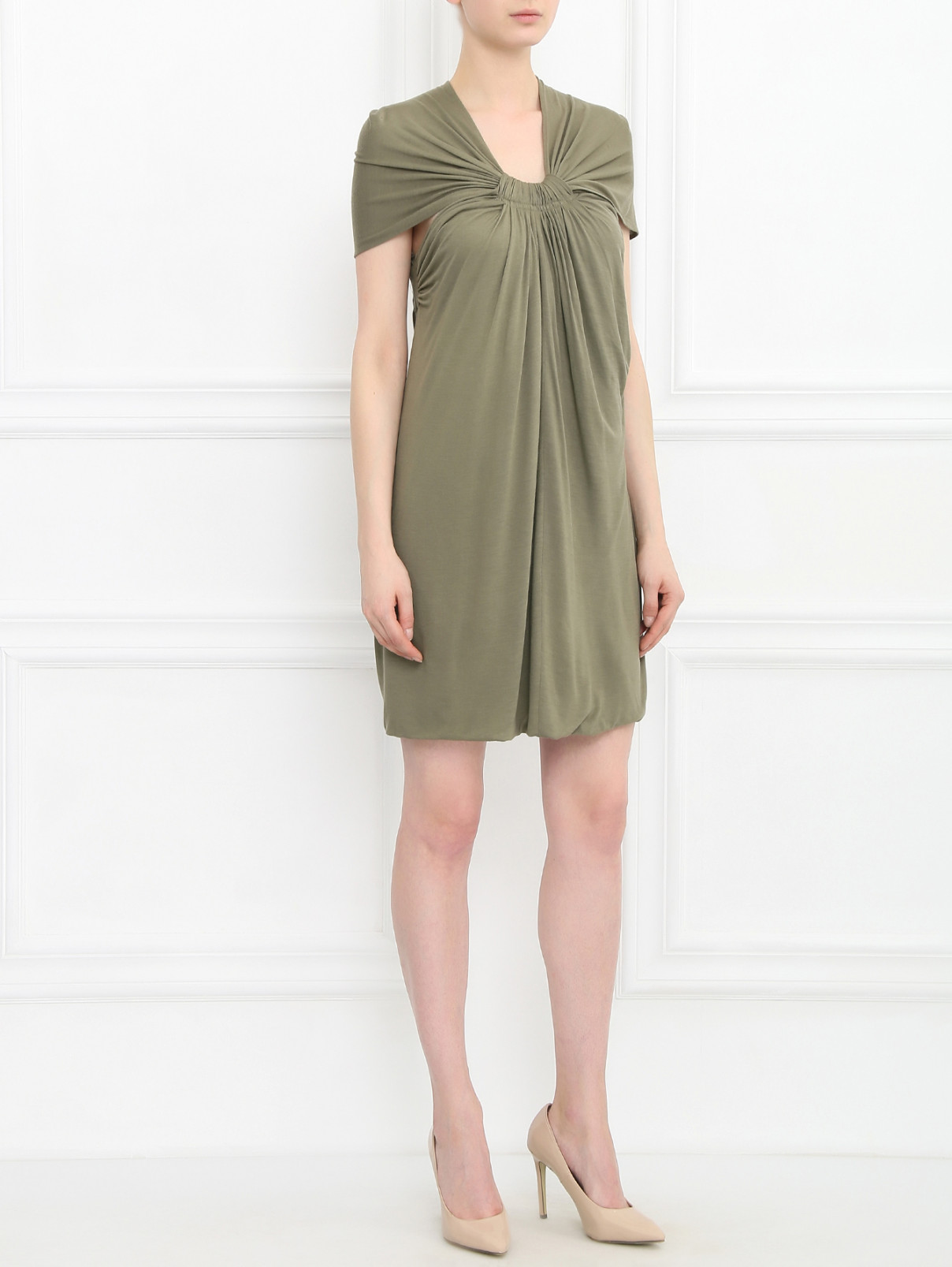 Трикотажное платье с вырезом на спине Cut 25  –  Модель Общий вид  – Цвет:  Зеленый