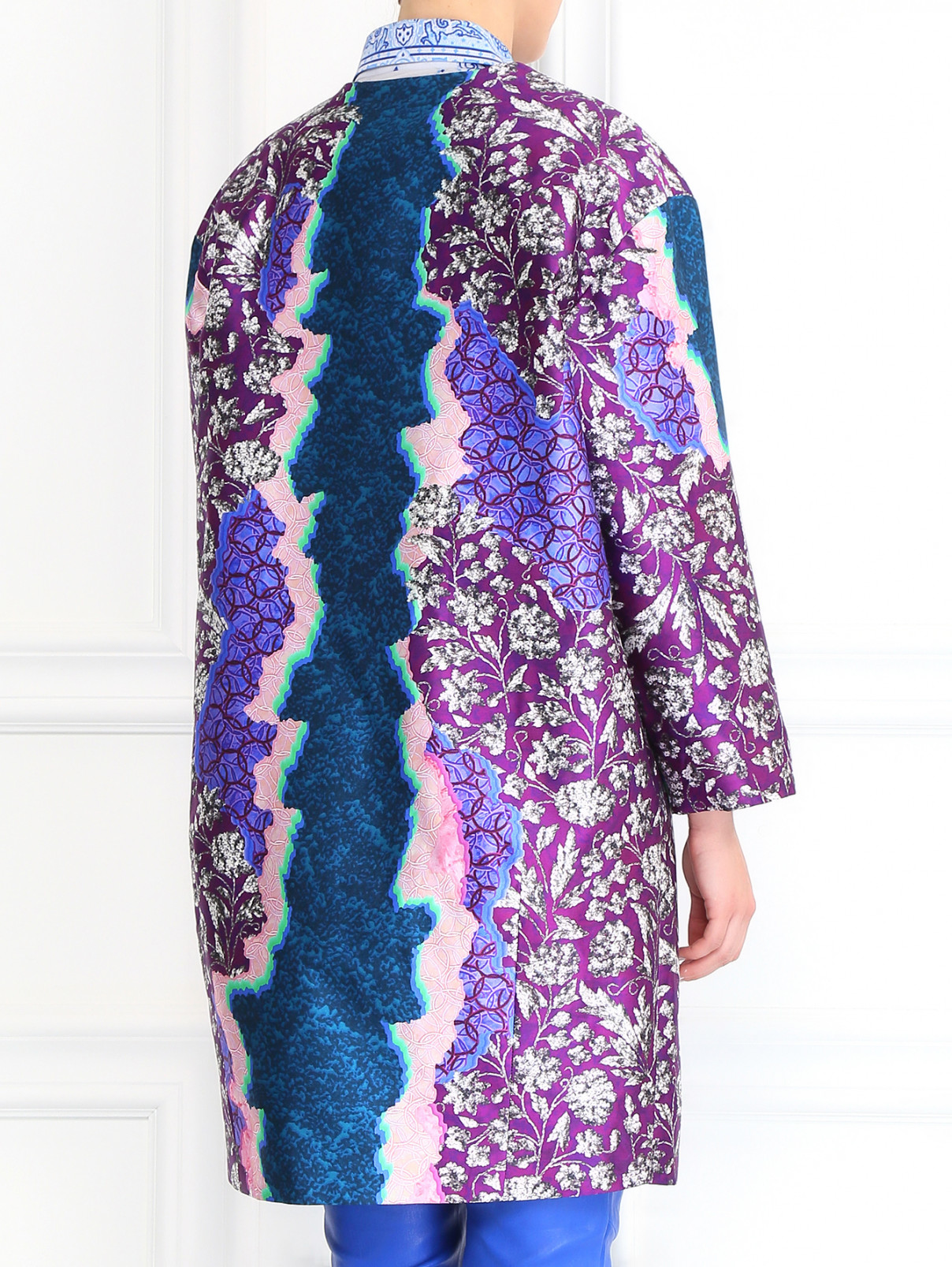 Легкое пальто из шелка с принтом Peter Pilotto  –  Модель Верх-Низ1  – Цвет:  Фиолетовый