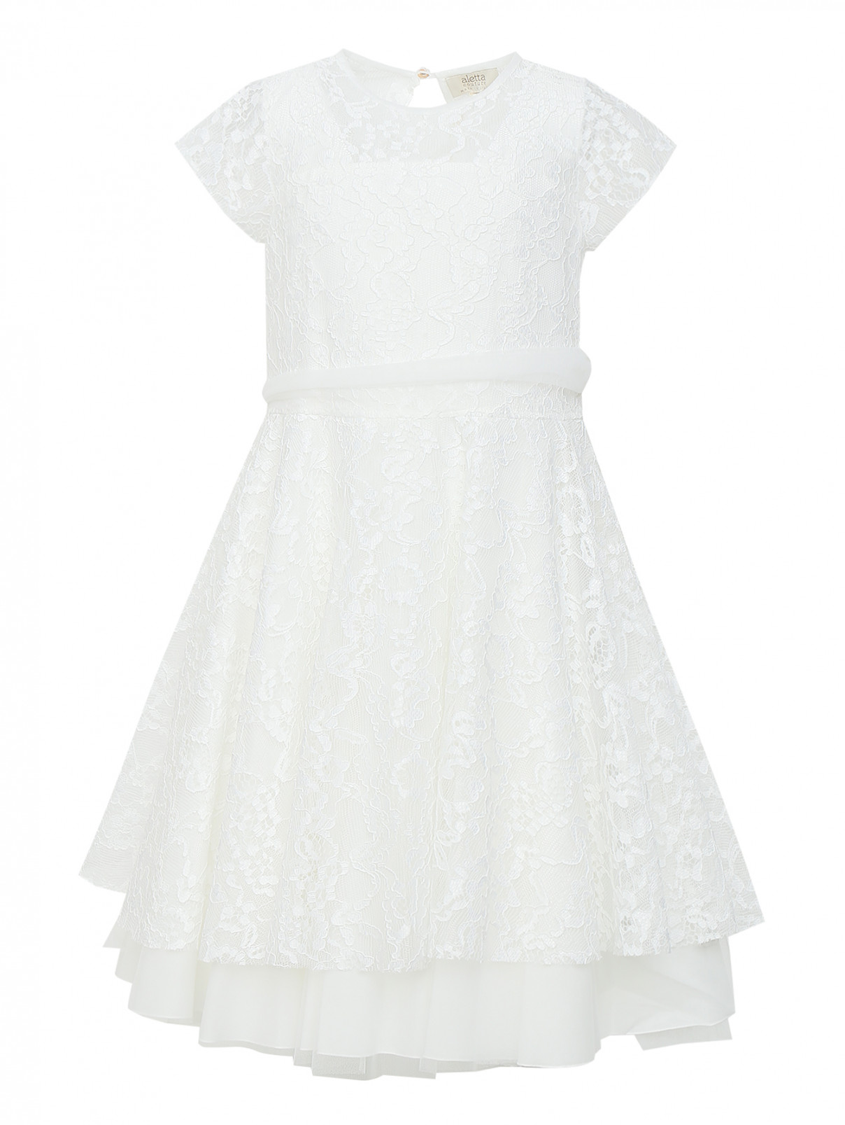 Платье кружевное с пышной юбкой Aletta Couture  –  Общий вид  – Цвет:  Белый