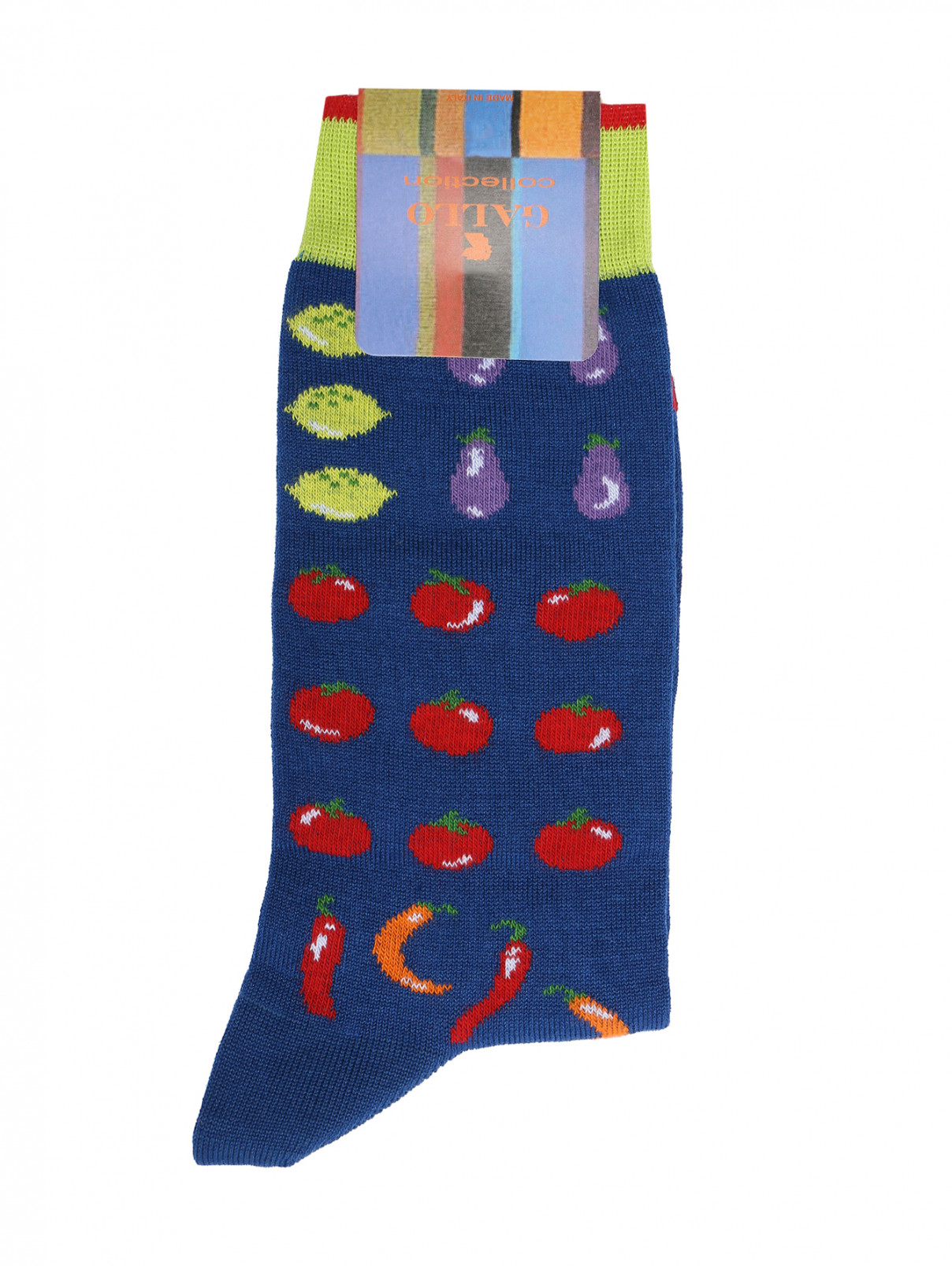 Носки из хлопка с узором Gallo  –  Общий вид  – Цвет:  Синий
