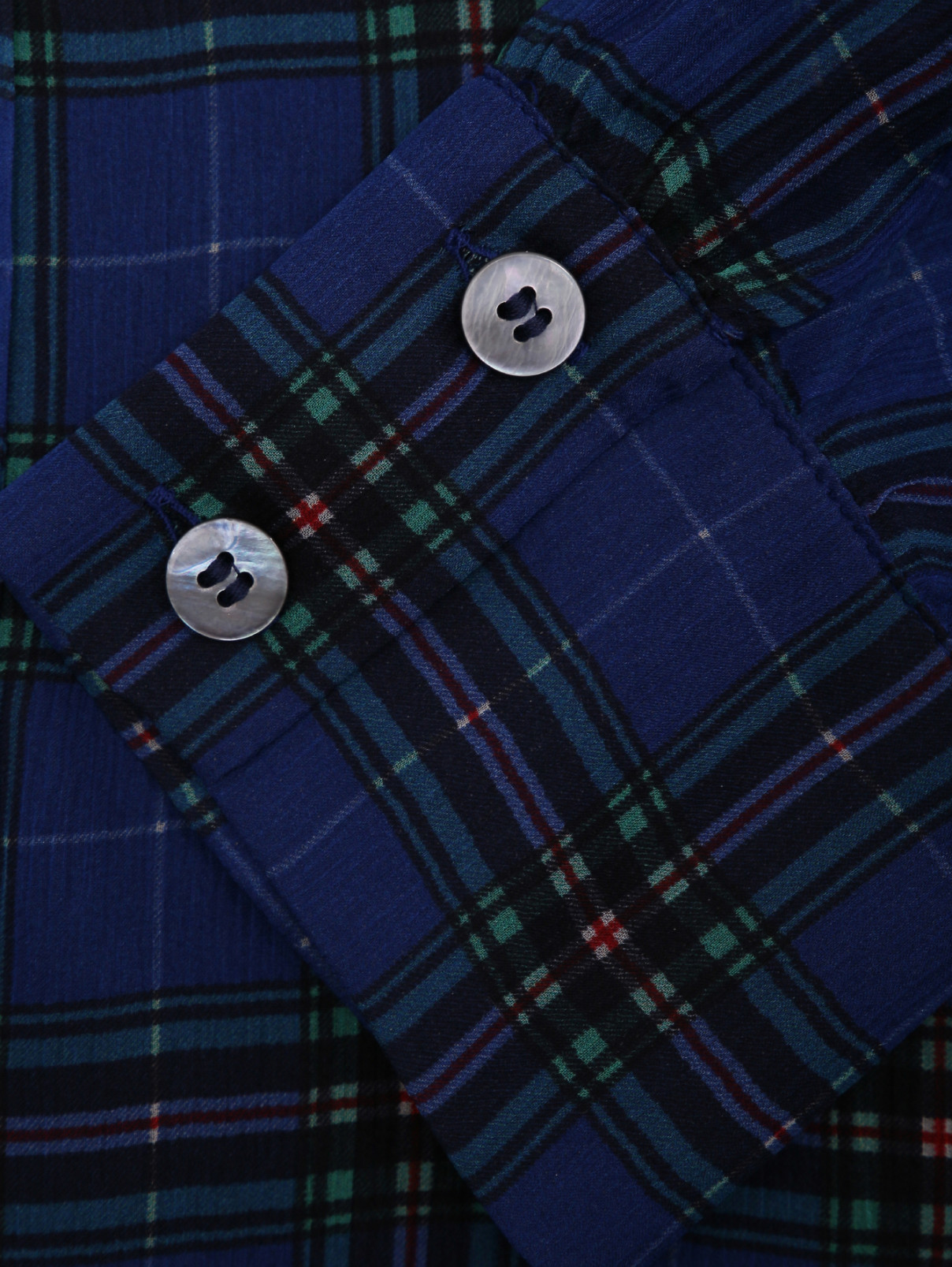 Шелковая рубашка в клетку Marina Rinaldi  –  Деталь1  – Цвет:  Синий