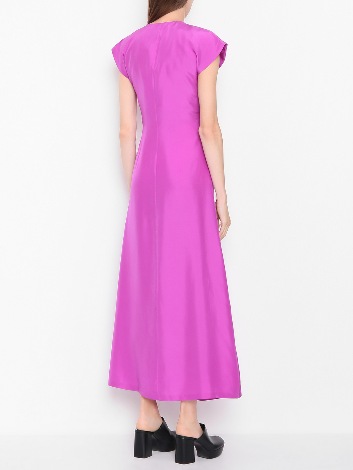 Платье из шелка со сборкой Rohe  –  МодельВерхНиз1  – Цвет:  Фиолетовый
