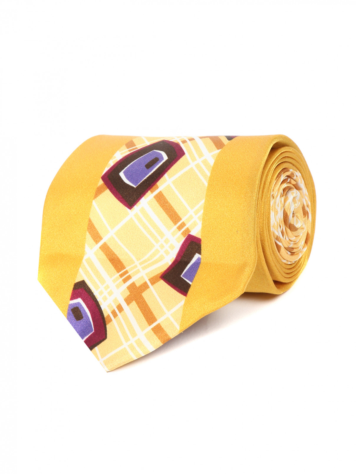 Галстук из шелка с узором Etro  –  Общий вид  – Цвет:  Золотой