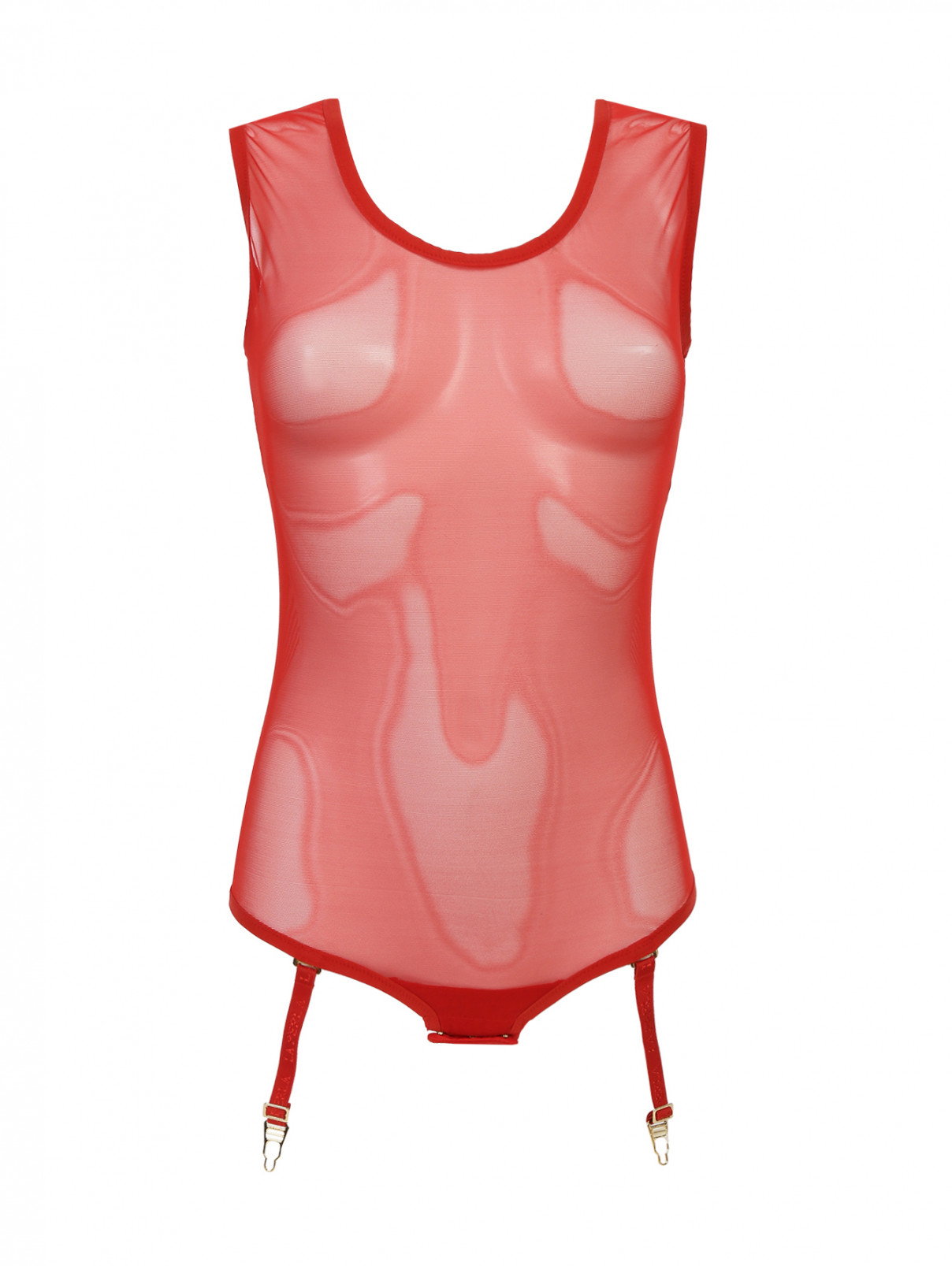 Боди из прозрачной сетки La Perla  –  Общий вид  – Цвет:  Красный