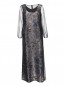 Платье макси из парчи с накидкой из сетки Marina Rinaldi  –  Общий вид