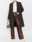 Пальто из шерсти с узором клетка Moschino Boutique  –  МодельОбщийВид