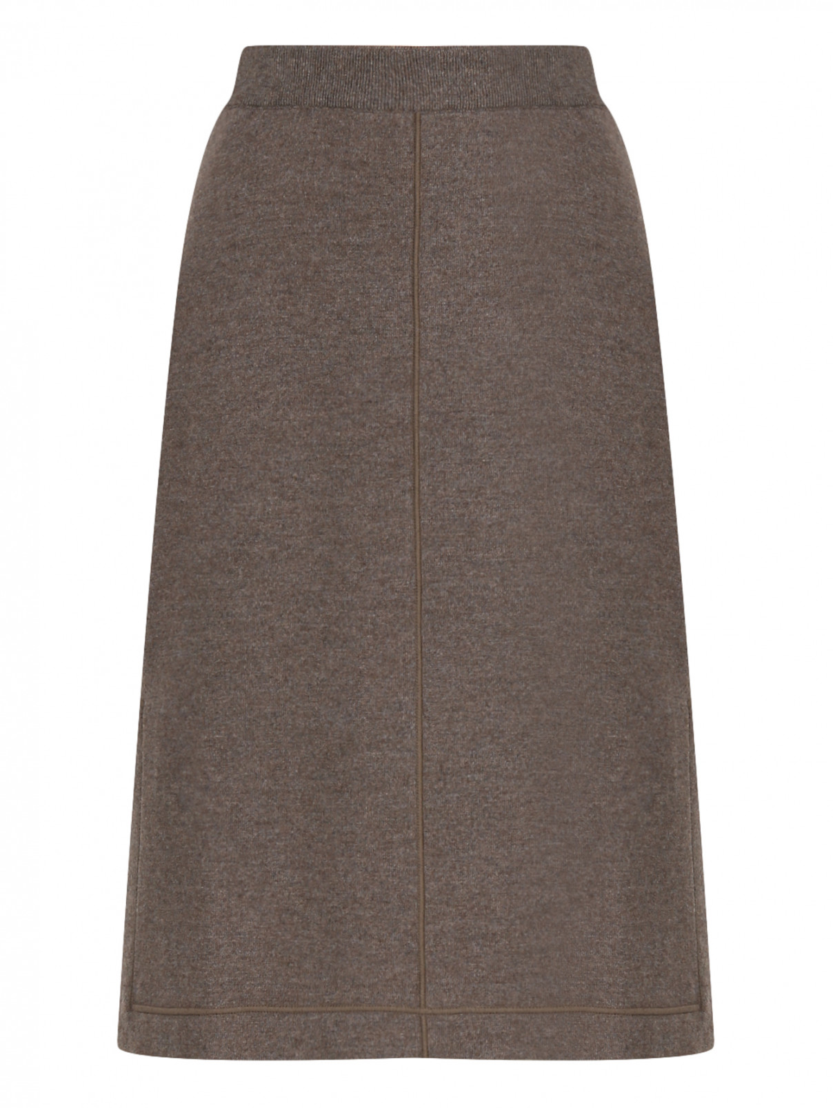 Трикотажная юбка из шерсти и кашемира Jil Sander  –  Общий вид  – Цвет:  Коричневый