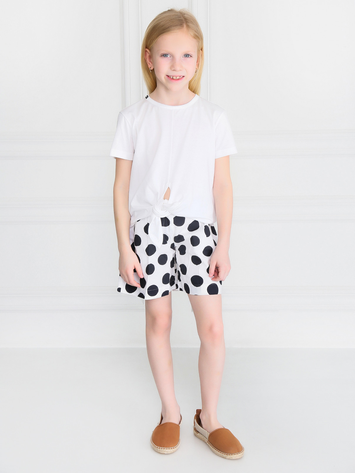 Блуза из хлопка с декоративным узлом Dolce & Gabbana  –  Модель Общий вид  – Цвет:  Белый