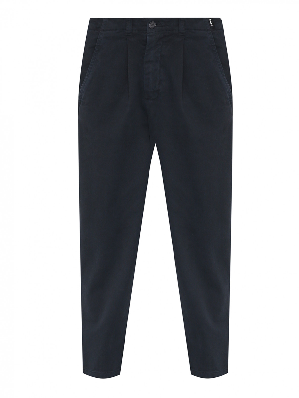 Однотонные брюки из хлопка Aspesi  –  Общий вид  – Цвет:  Синий
