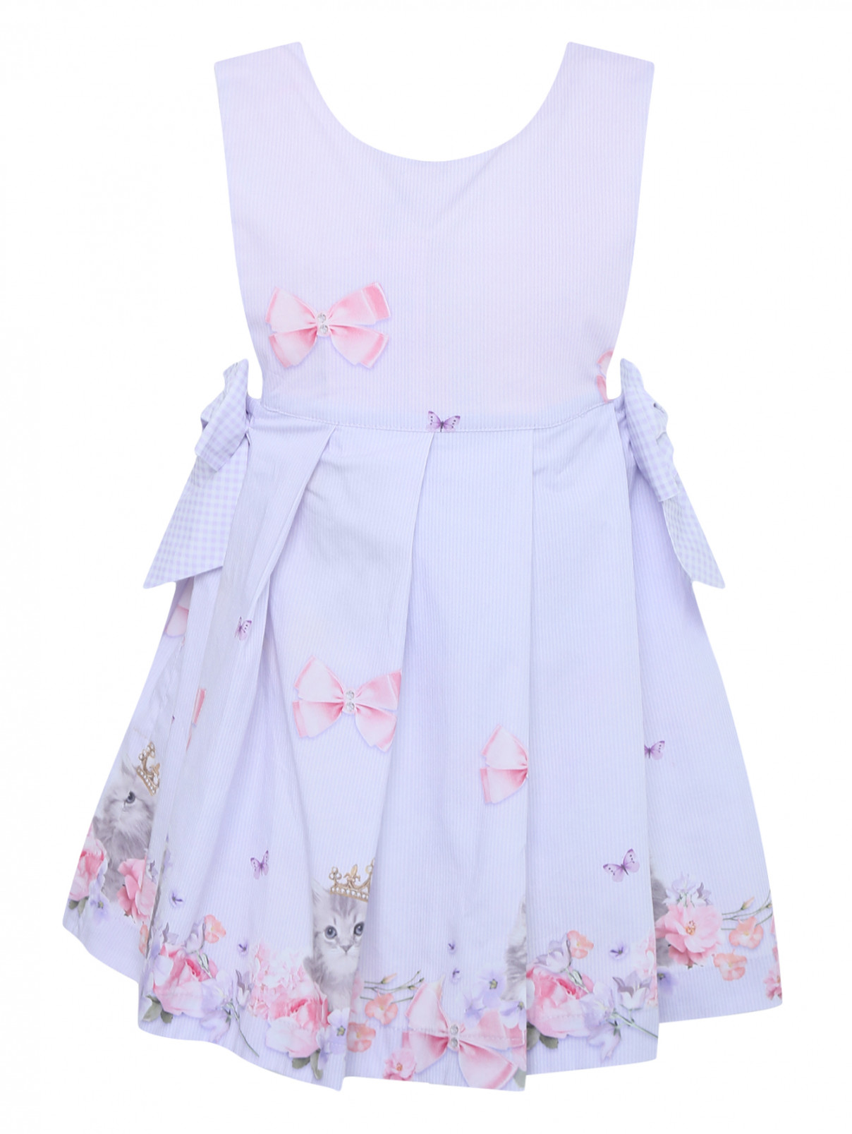Платье хлопковое с цветочным узором Lapin House  –  Общий вид  – Цвет:  Фиолетовый